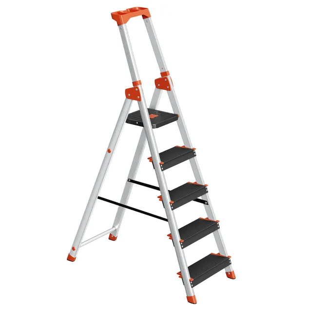 songmics-leiter-glt05bk-aluleiter-5-stufen-150-kg-schwarz-orange image 1