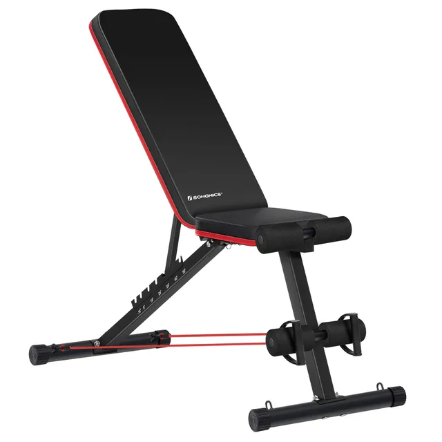 songmics-hantelbank-swb801r01-trainingsbank-verstellbar-klappbar-schwarz-rot image 1