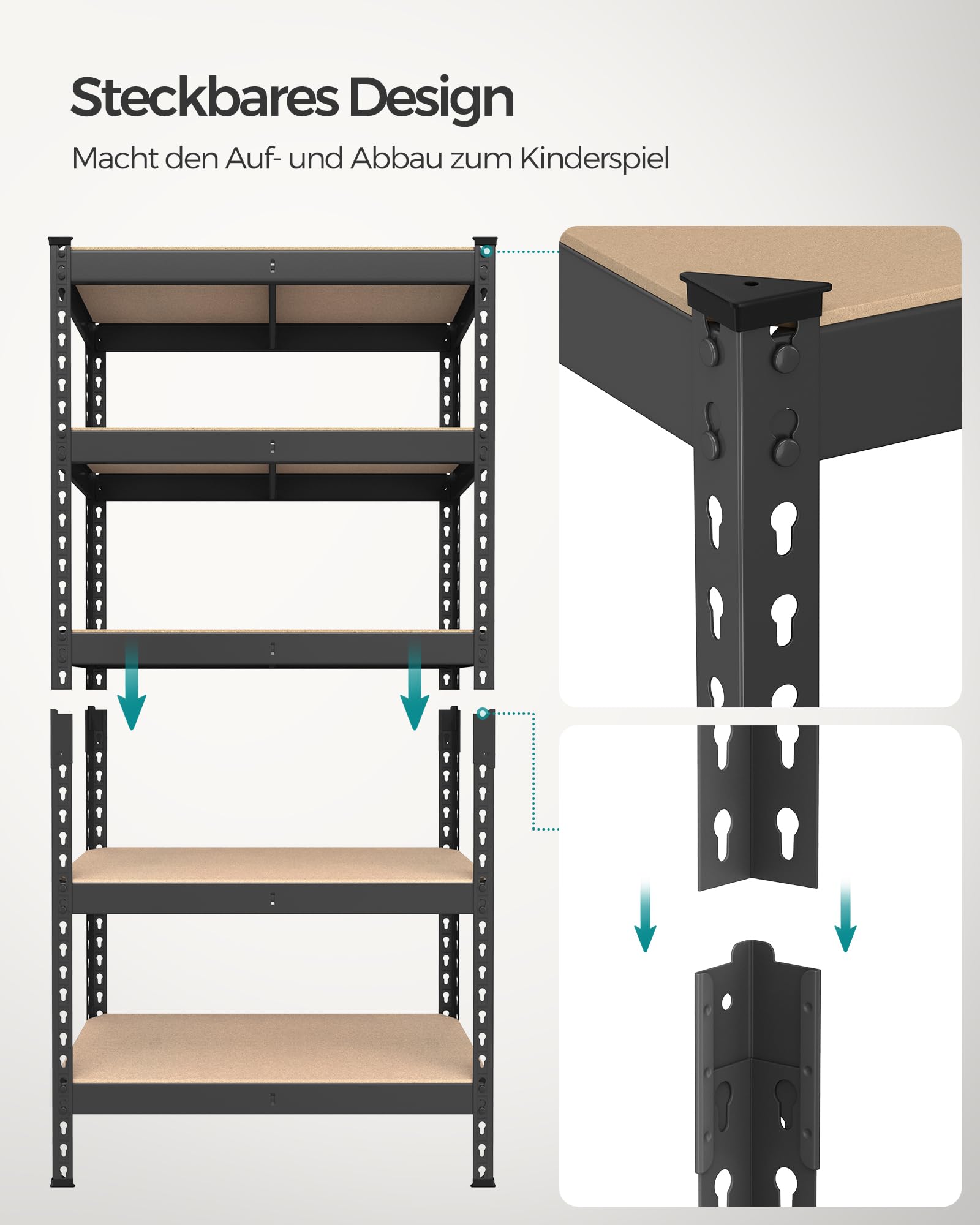 songmics-schwerlastregal-glr300b01-standregal-30x75x150-cm-5-ablagen-schwarz image 6