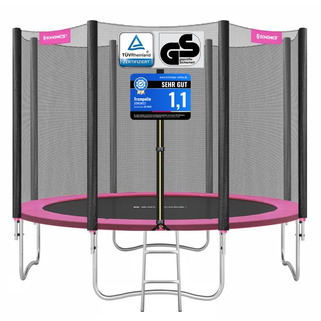 songmics-trampolin-outdoor-rund-305-cm-mit-netz-leiter-schwarz image 1