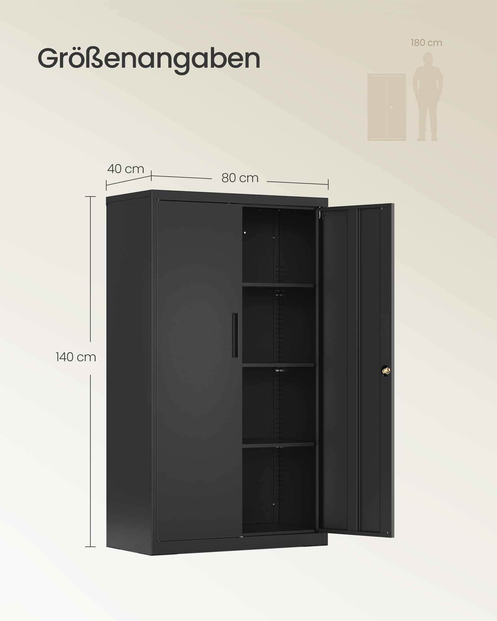 songmics-aktenschrank-abschlie-bar-80-x-40-x-140-cm-metallschrank-mit-2-t-ren image 3