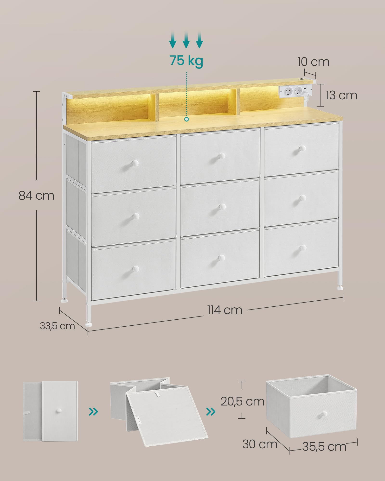 songmics-kommode-9-schubladen-mit-led-weiss-114-cm image 3