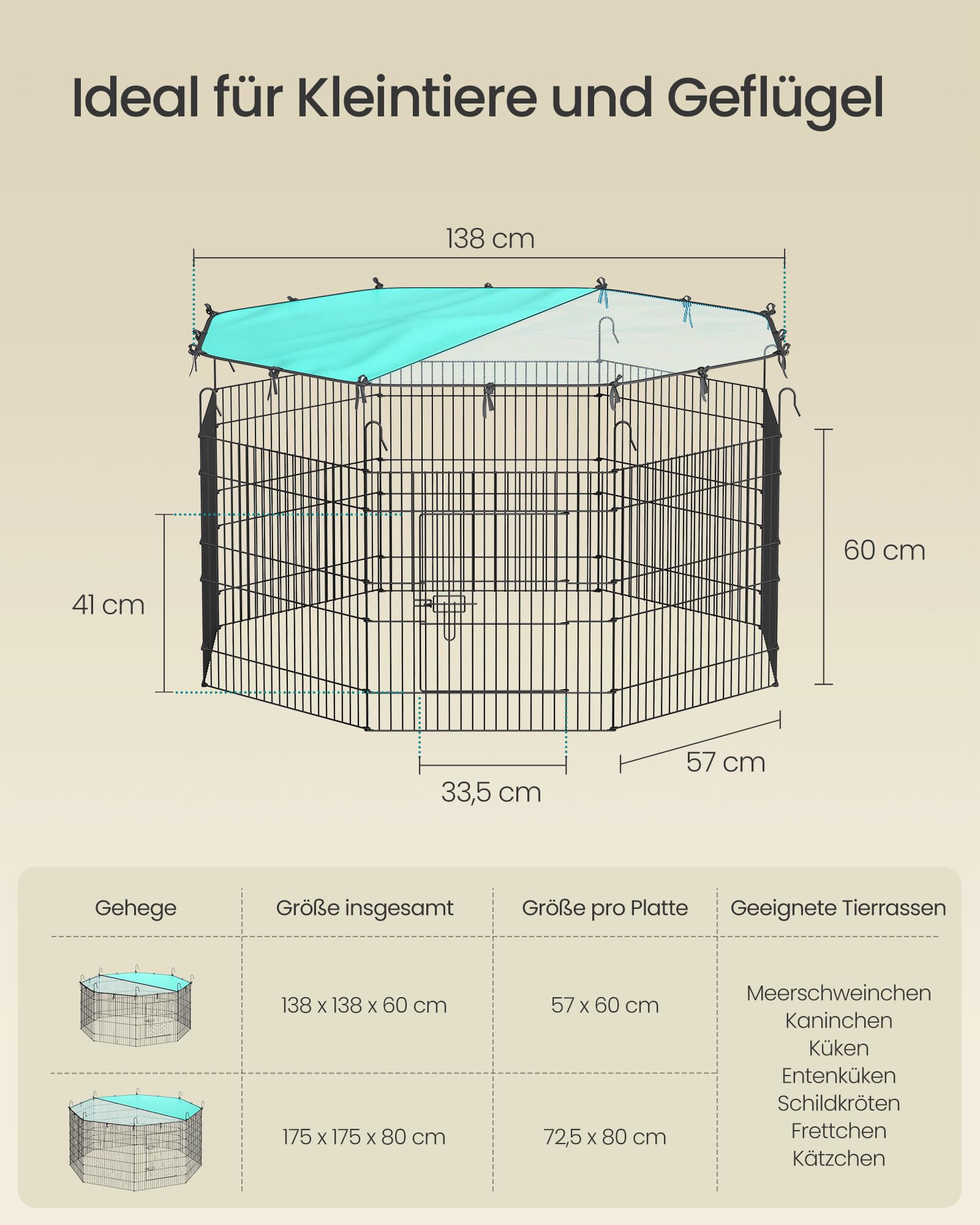 songmics-kleintiergehege-freilaufgehege-mit-abdeckung-8-gitterplatten image 6