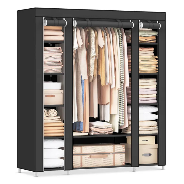 songmics-lsf03h-stoffschrank-kleiderschrank-150-x-45-x-175-cm-schwarz image 1