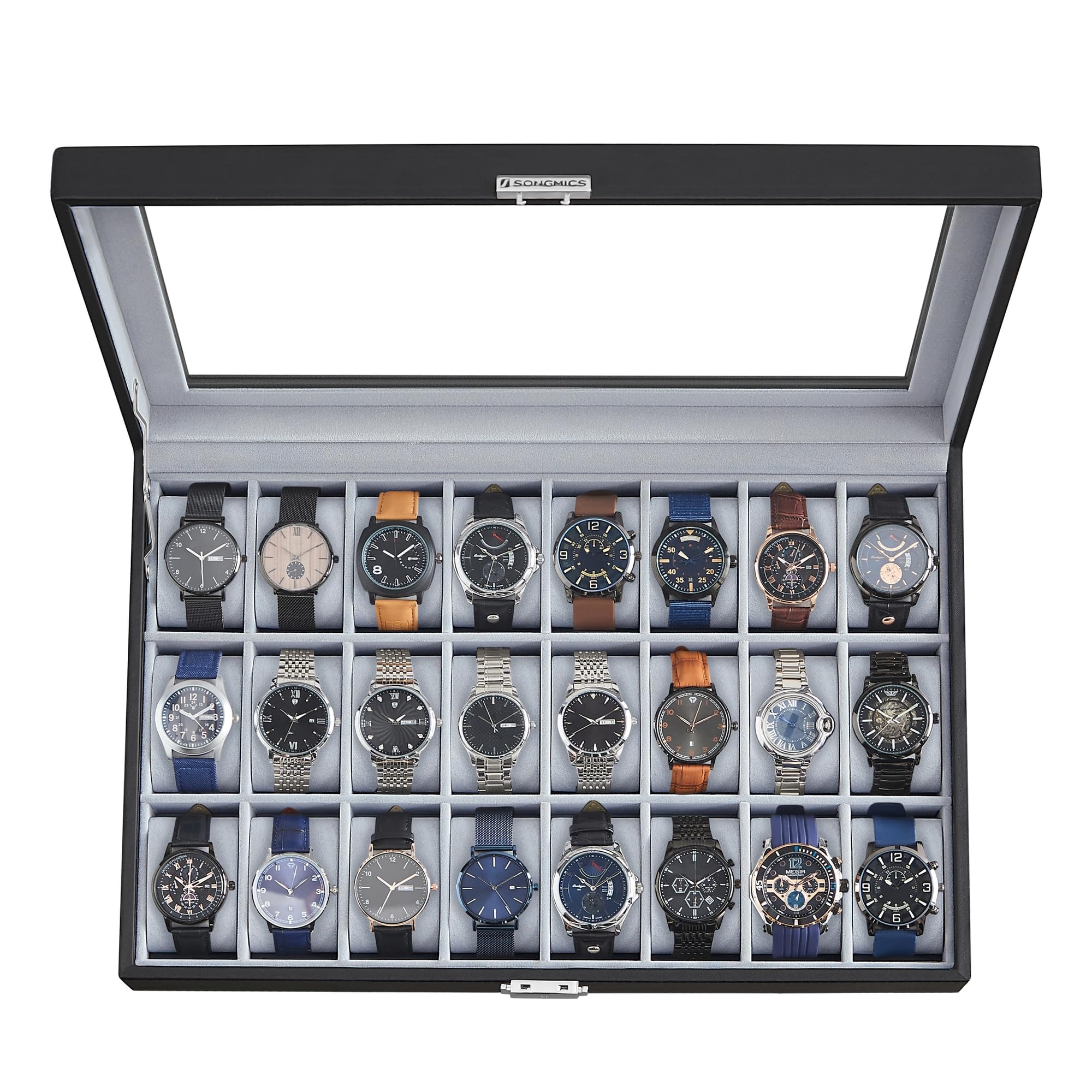 songmics-jwb020-uhrenbox-20-f-cher-2-ebenen-glasdeckel-schwarz image 8