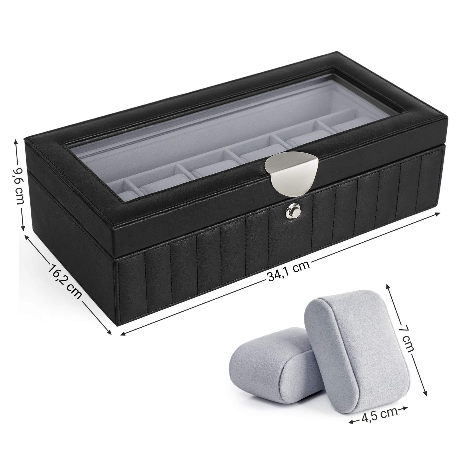 songmics-uhrenbox-f-r-6-uhren-2-ebenen-mit-glasdeckel-schwarz-jwb022bk image 7