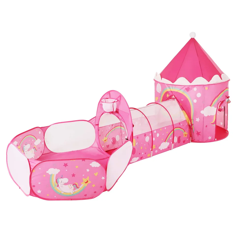songmics-3-in-1-spielzelt-lpt701p01-pop-up-mit-tunnel-pink image 1