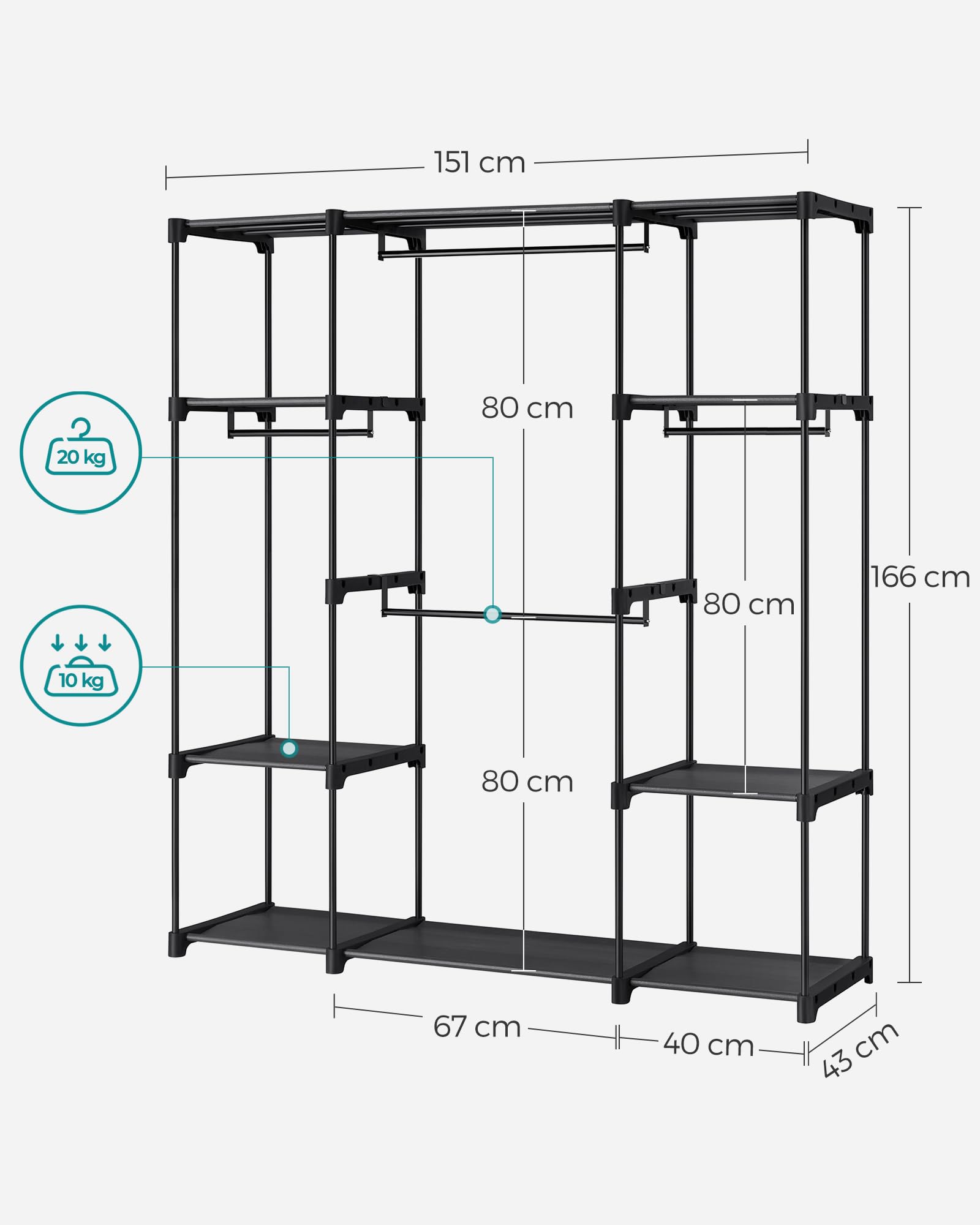songmics-kleiderschrank-offen-ryg036b02-151-x-43-x-166-cm-schwarz image 5