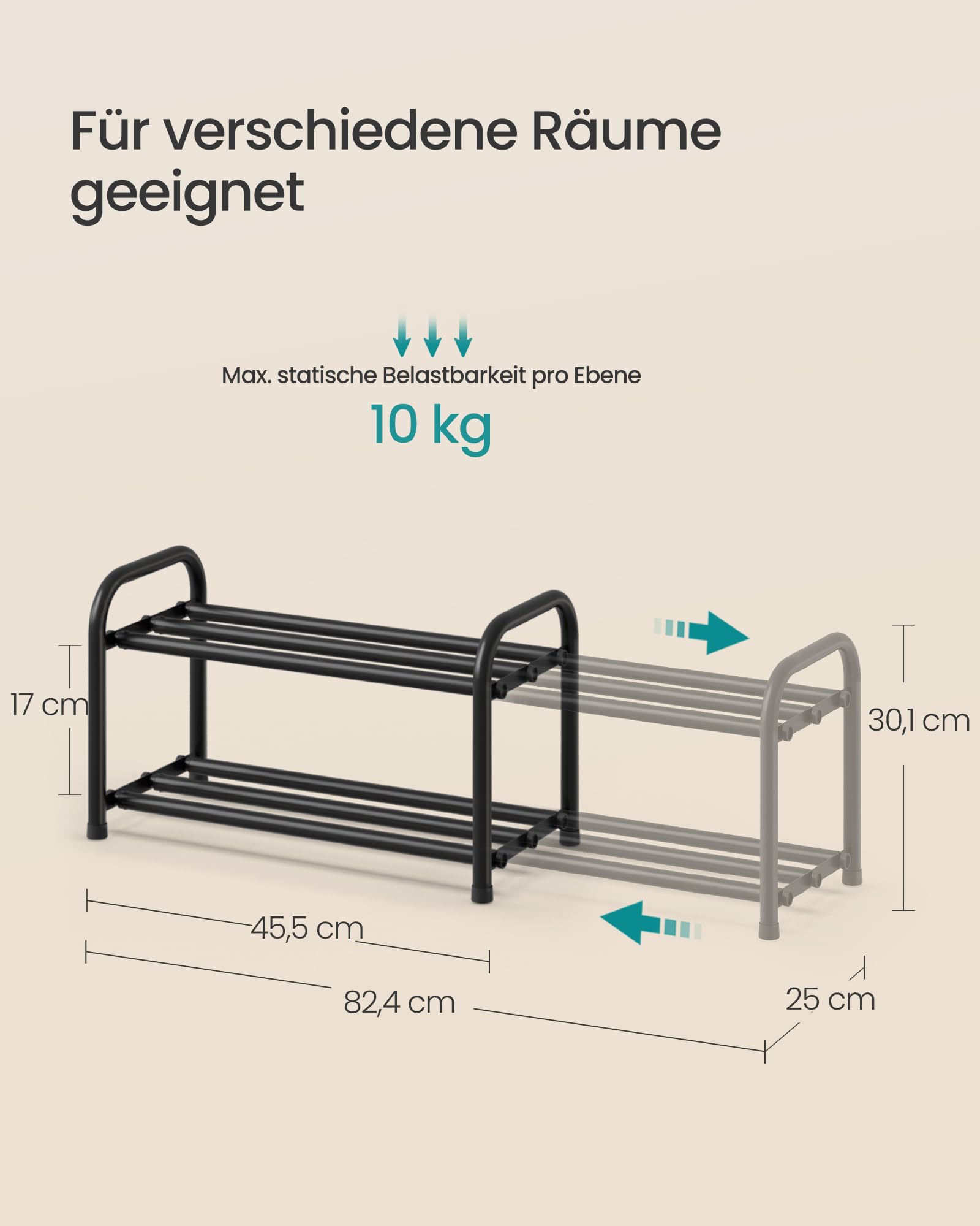 songmics-schuhregal-ausziehbar-2-ebenen-metall-tintenschwarz-lmr026bd01 image 3
