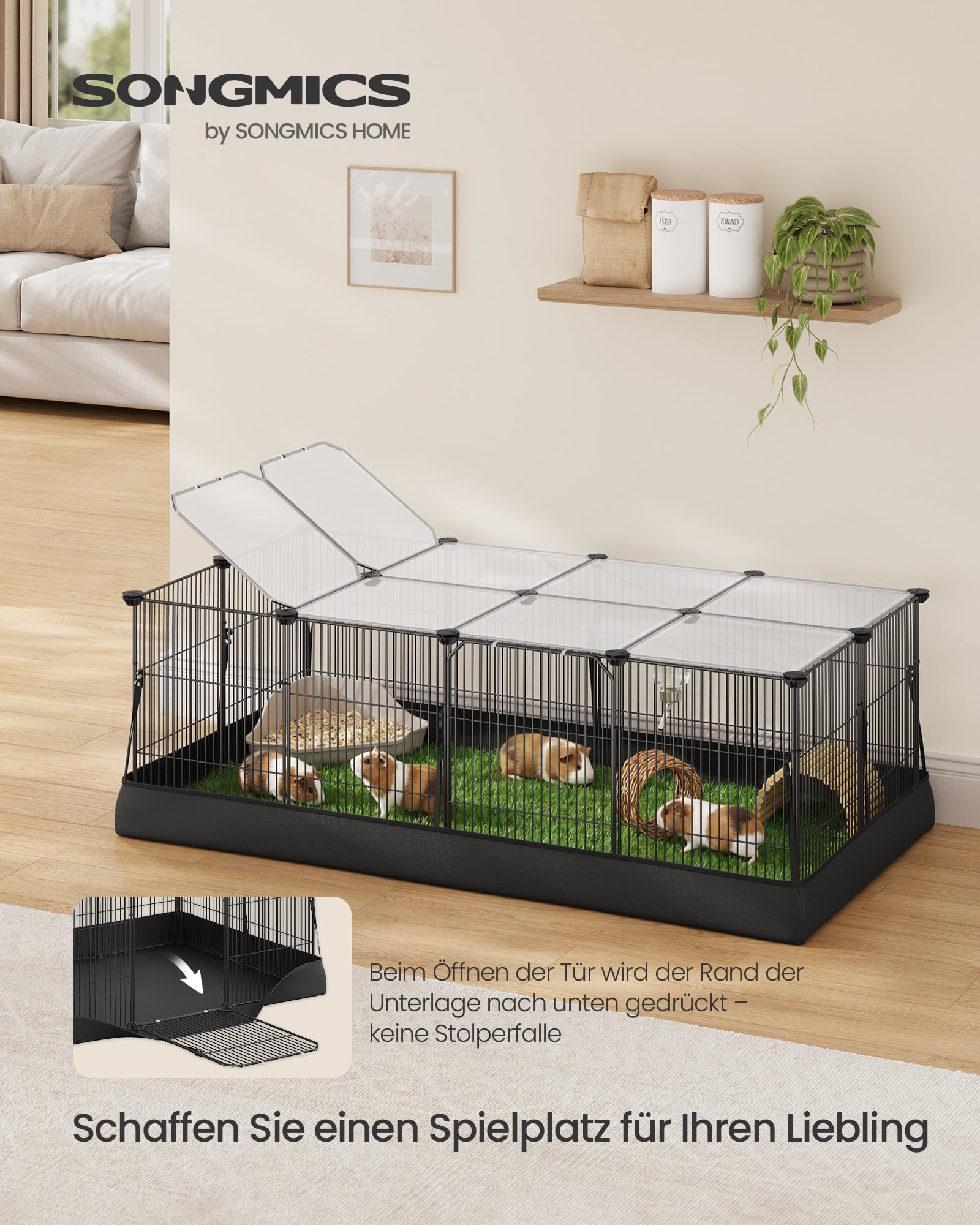 songmics-kleintiergehege-20-platten-mit-3-t-ren-123-x-63-x-41-5-cm image 2