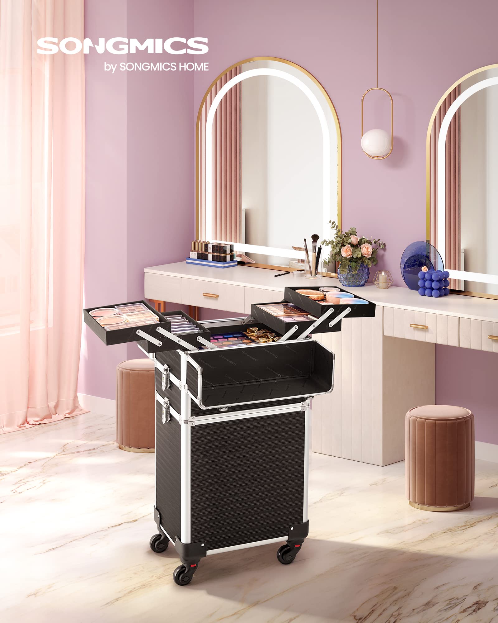songmics-kosmetikkoffer-trolley-3-in-1-34x24x70-5cm-schwarz-jhz014b01 image 2