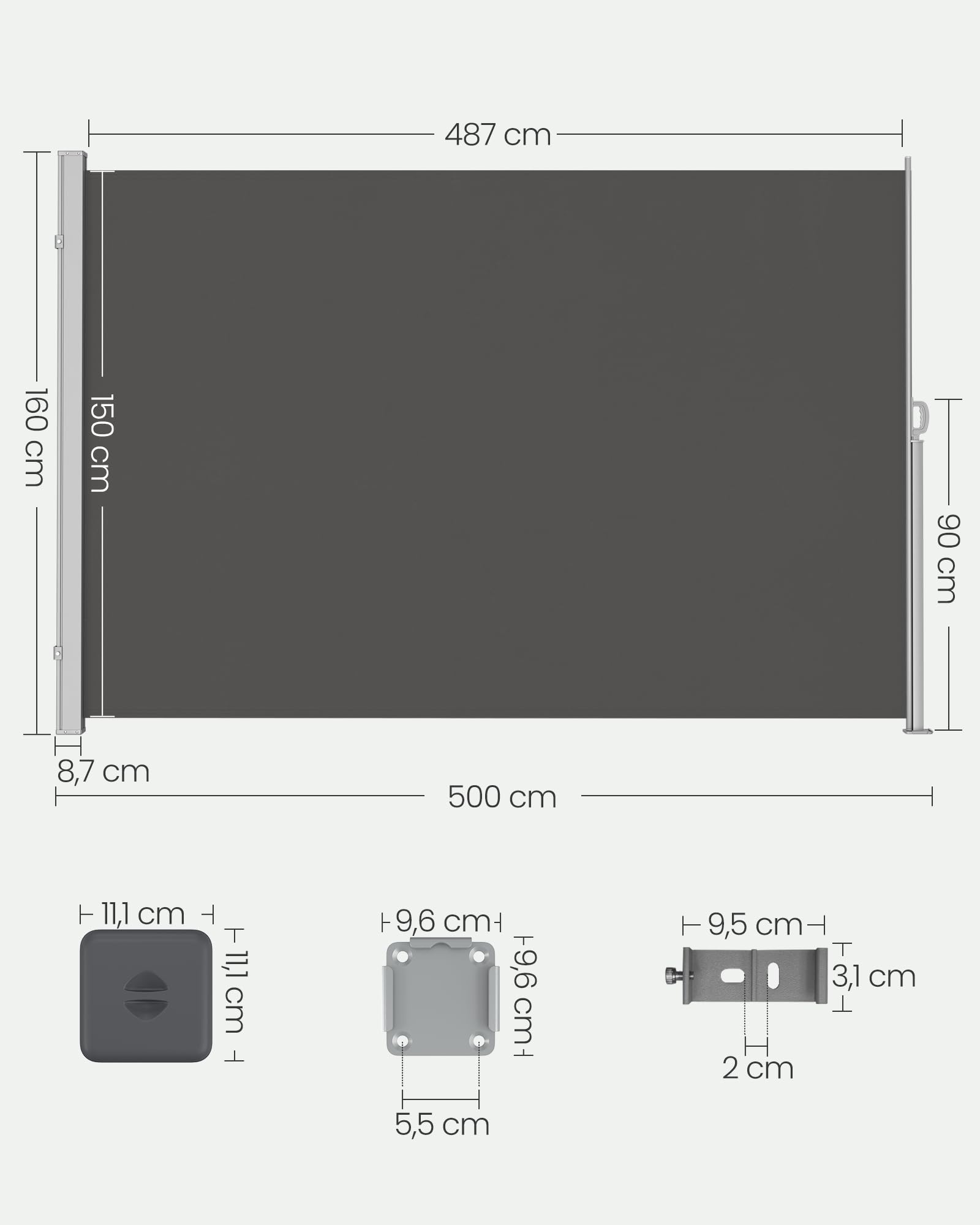 songmics-seitenmarkise-160-x-500-cm-anthrazit-gsa615gz01 image 3