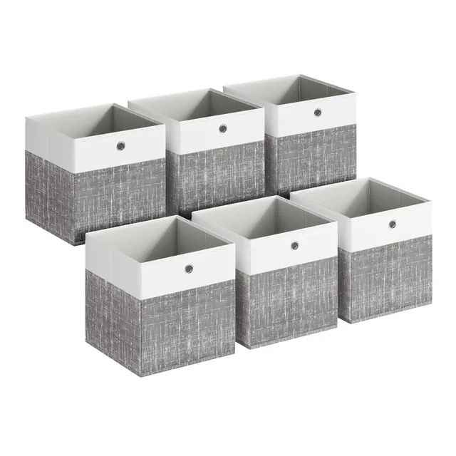 songmics-aufbewahrungsbox-6er-set-30-x-30-x-30-cm-wolkenwei-schilfgrau-rfb430gm0 image 1