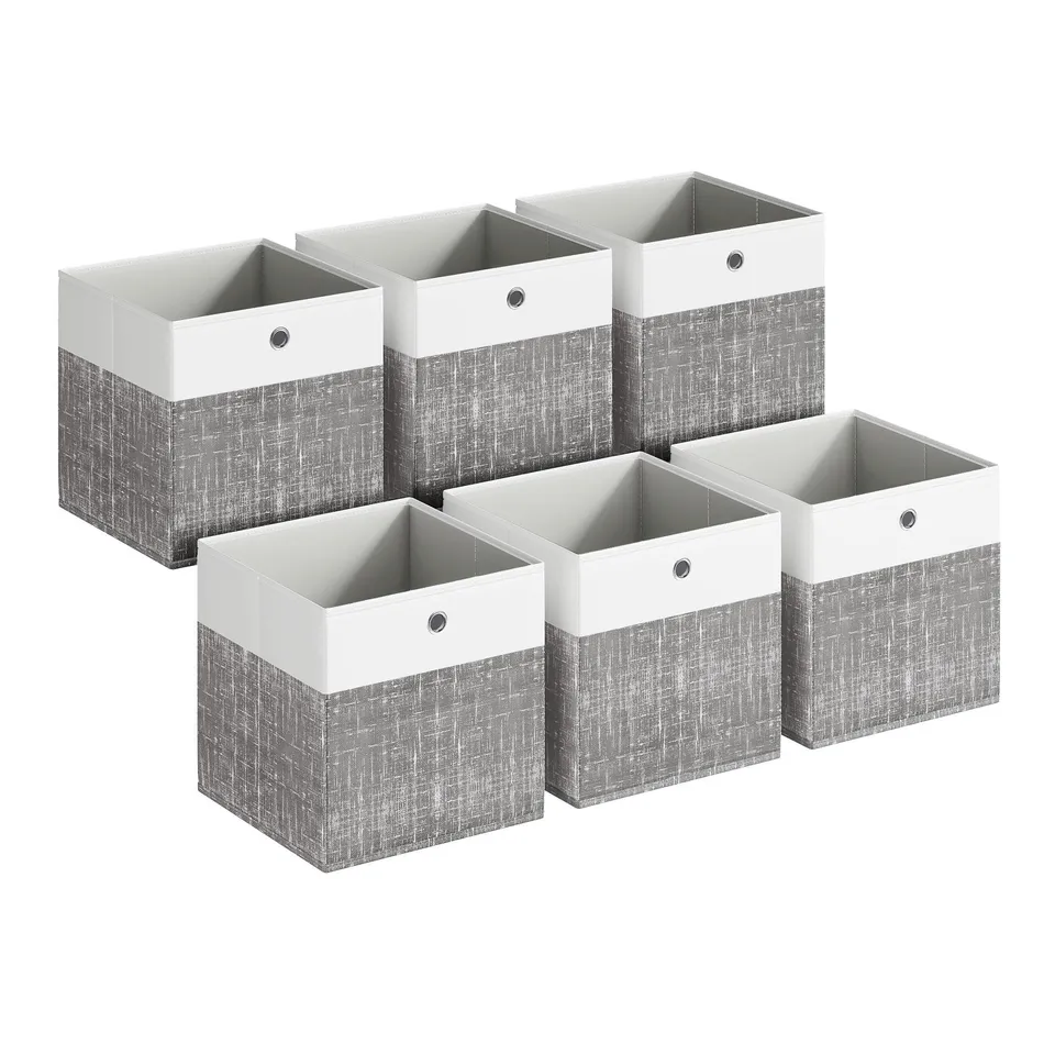 songmics-aufbewahrungsbox-6er-set-30-x-30-x-30-cm-wolkenwei-schilfgrau-rfb430gm0 image 1
