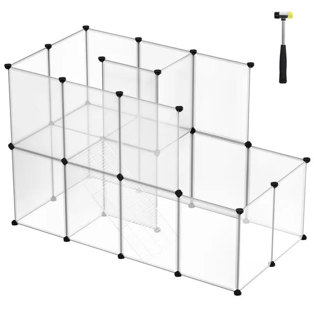 songmics-lpc03w-laufgitter-meerschweinchen-modulierbar-transparent-143-x-73-x-93 image 1