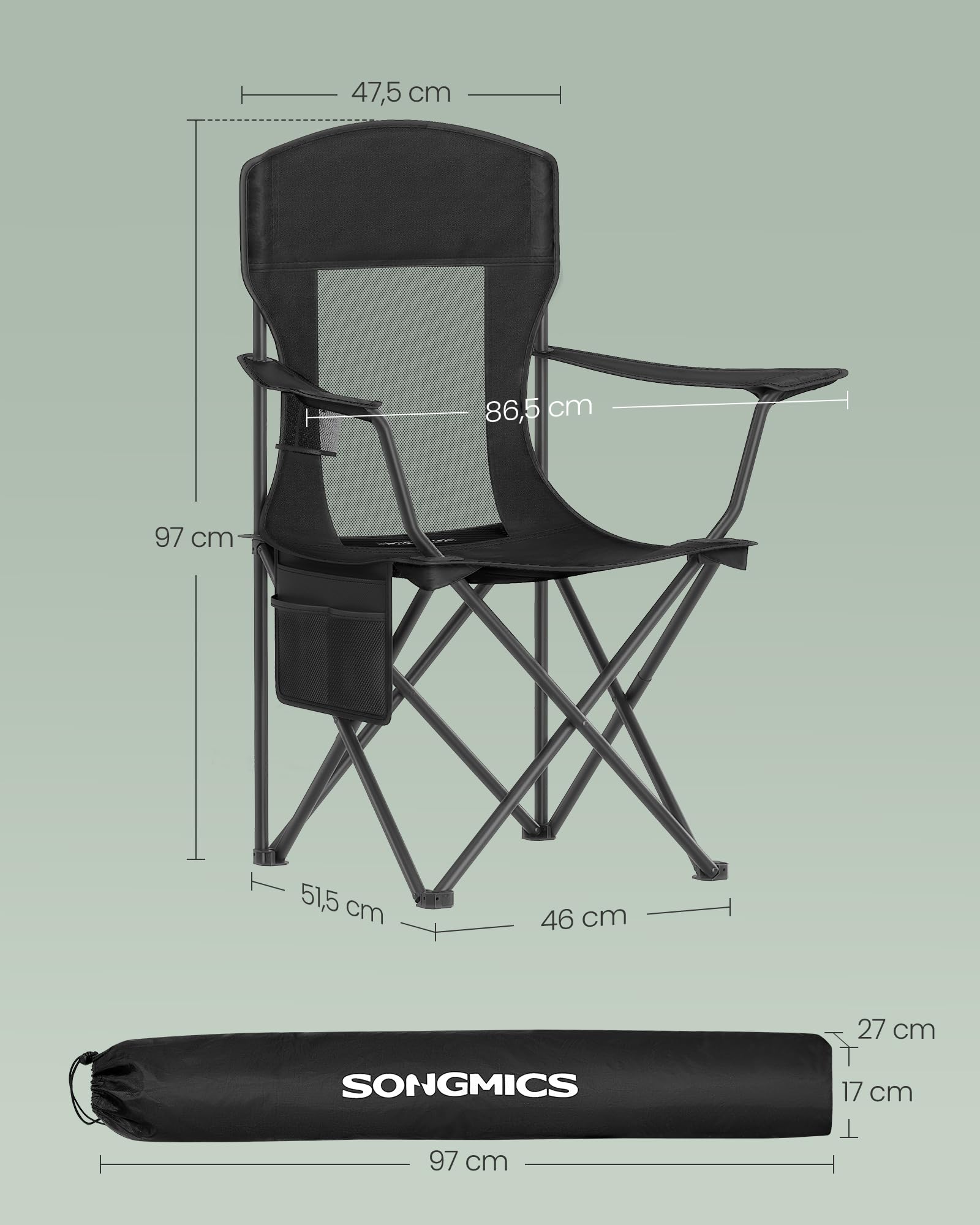 songmics-campingstuhl-2er-set-klappstuhl-outdoor-schwarz-bis-150-kg image 2