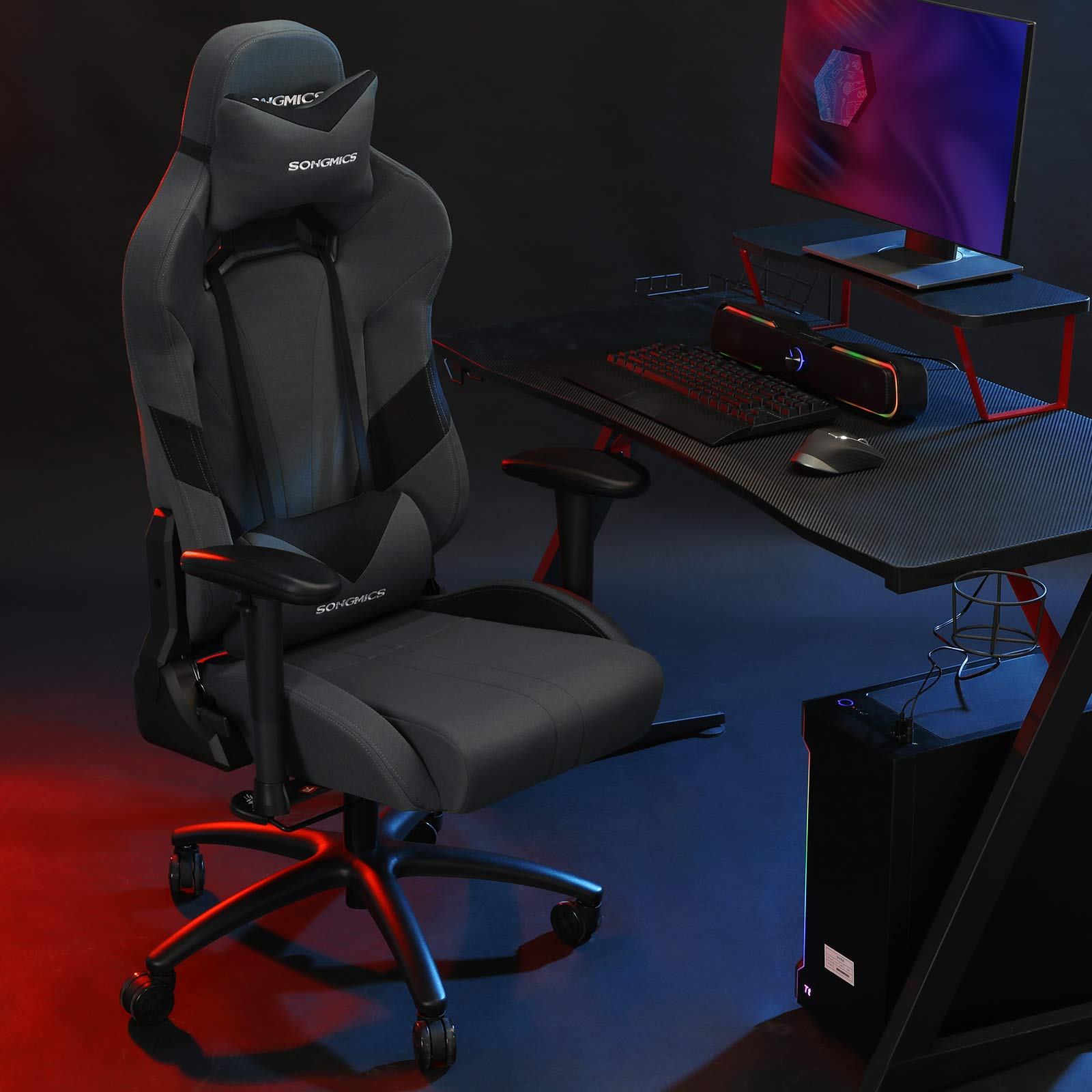 songmics-b-rostuhl-gaming-stuhl-rcg13g-grau-schwarz-124-132-cm image 2