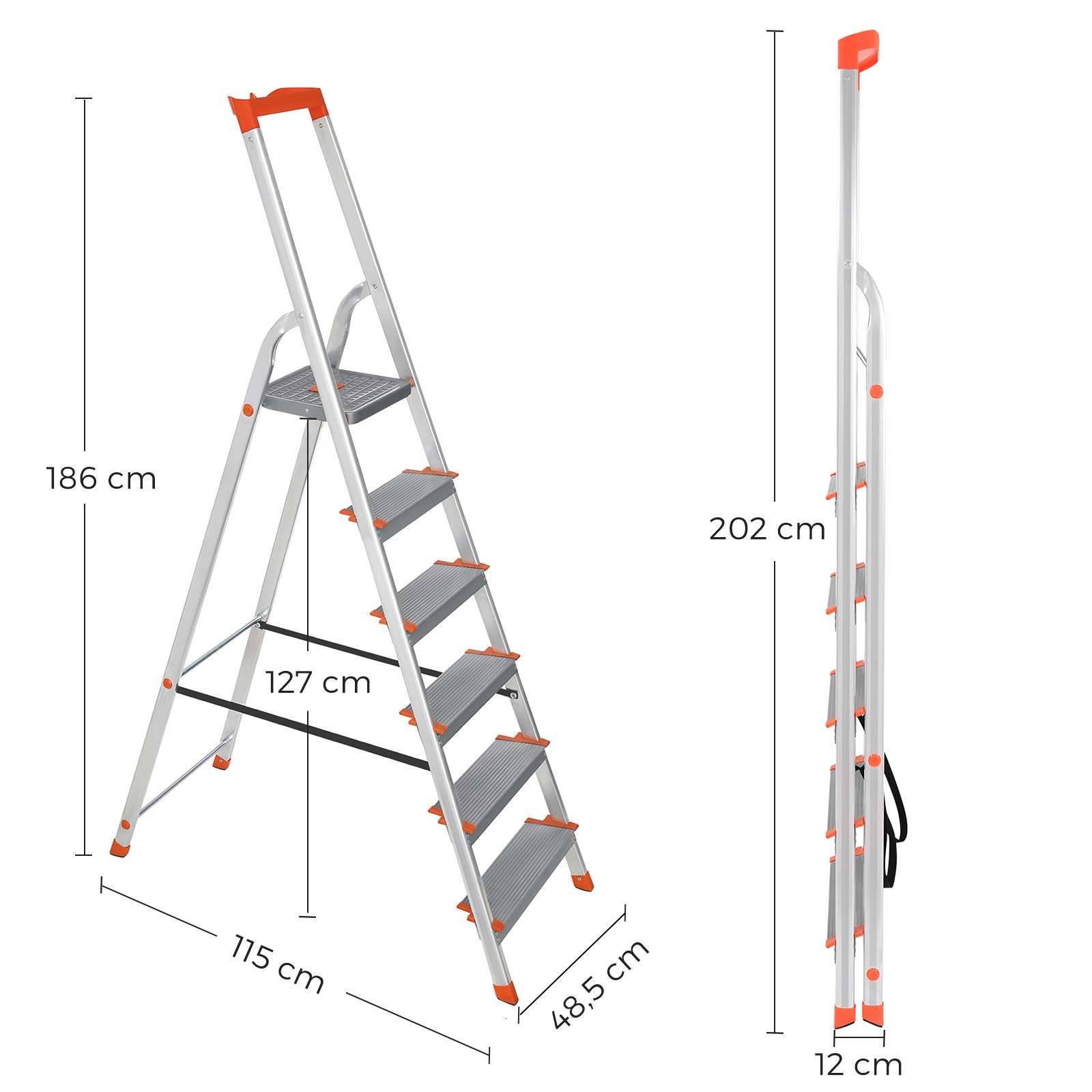 songmics-glt006wt01-trittleiter-6-stufen-aluminium-grau-orange image 7