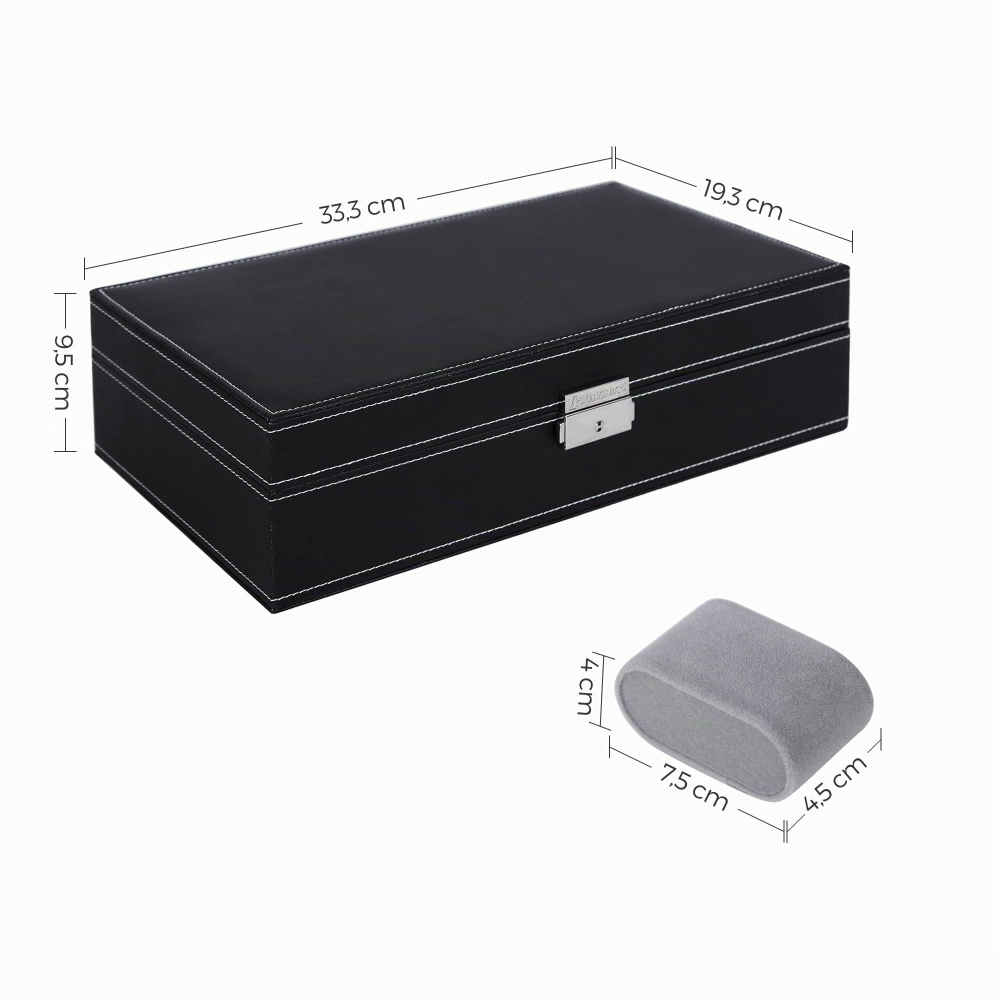 songmics-uhrenkoffer-jwb41b-f-r-8-uhren-schwarz-mit-spiegel image 4