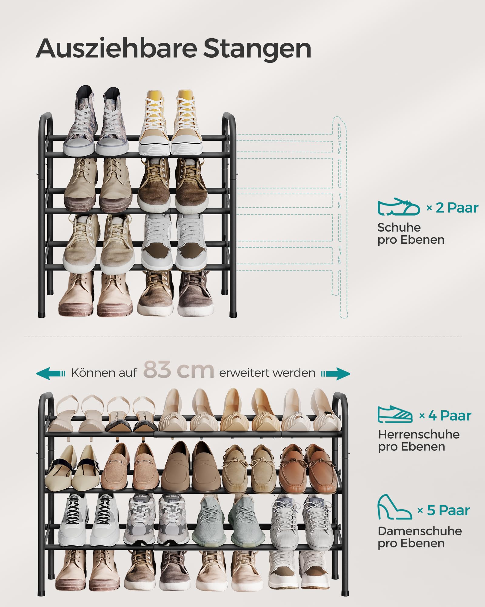 songmics-schuhregal-3-ebenen-ausziehbar-metallregal-tintenschwarz-lmr039b01 image 4