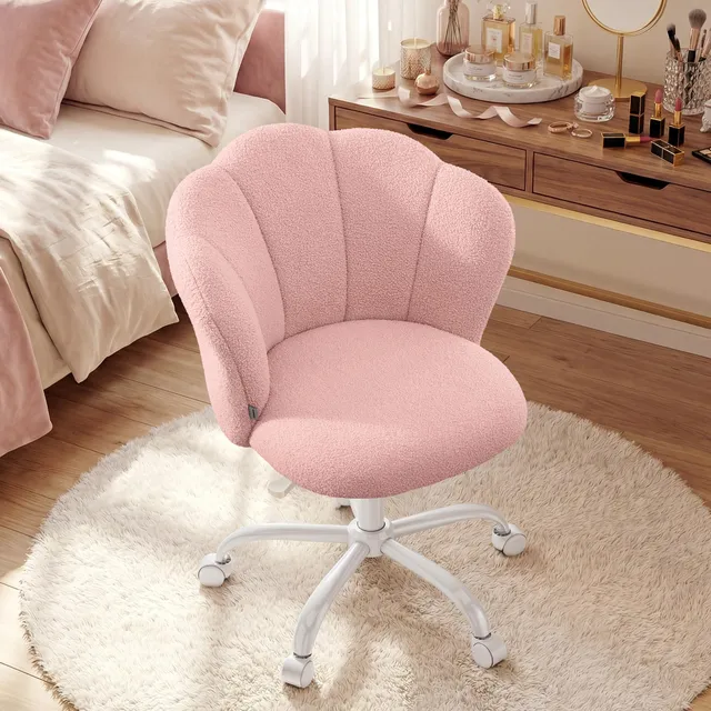 songmics-b-rostuhl-schminktischstuhl-fleece-pastellrosa-bis-110-kg-obg030sa01 image 1
