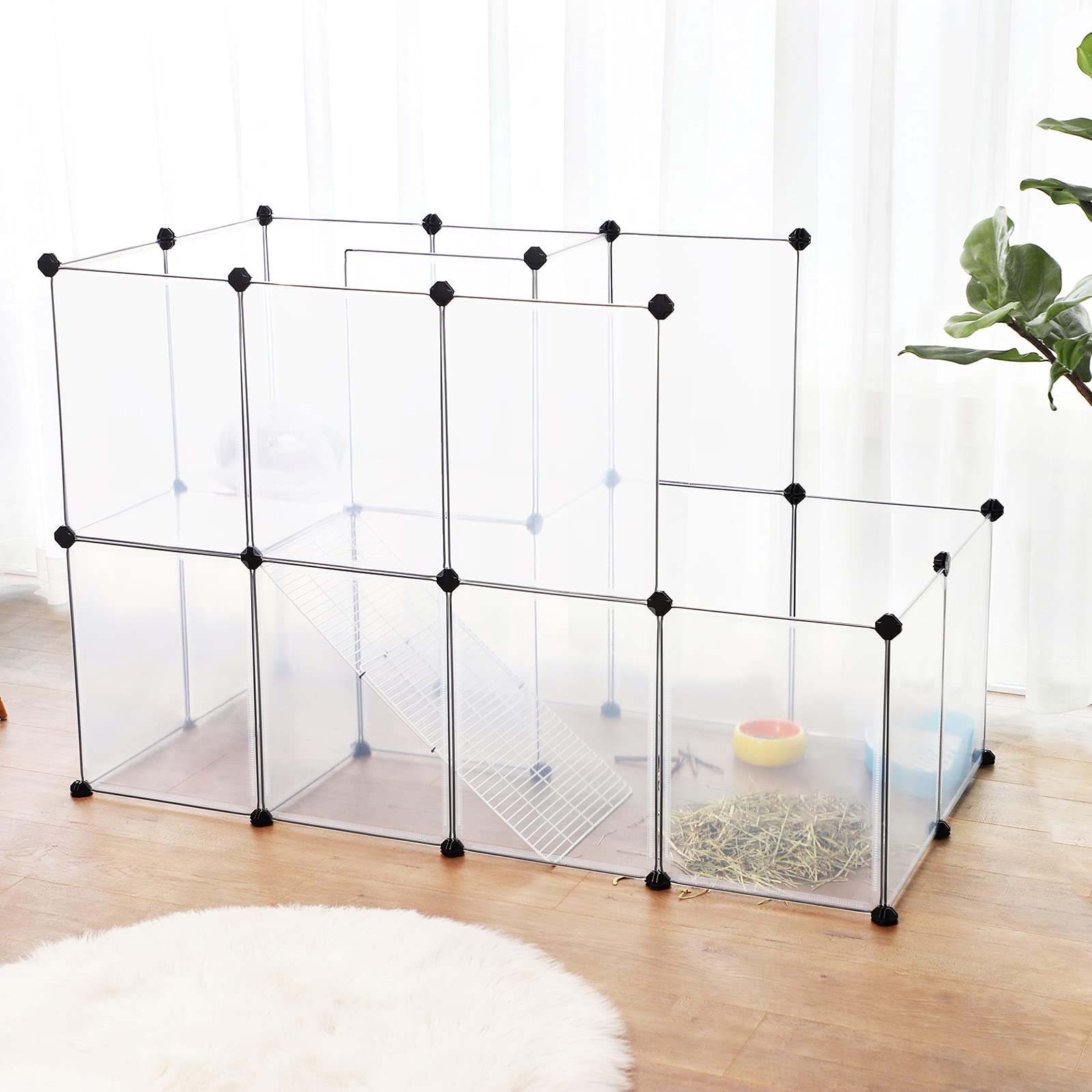 songmics-lpc03w-laufgitter-meerschweinchen-modulierbar-transparent-143-x-73-x-93 image 2