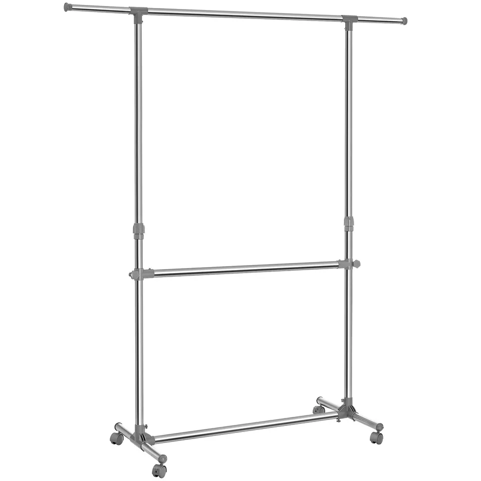 songmics-llr401-kleiderst-nder-mit-rollen-h-henverstellbar-113-198-cm-silber image 1