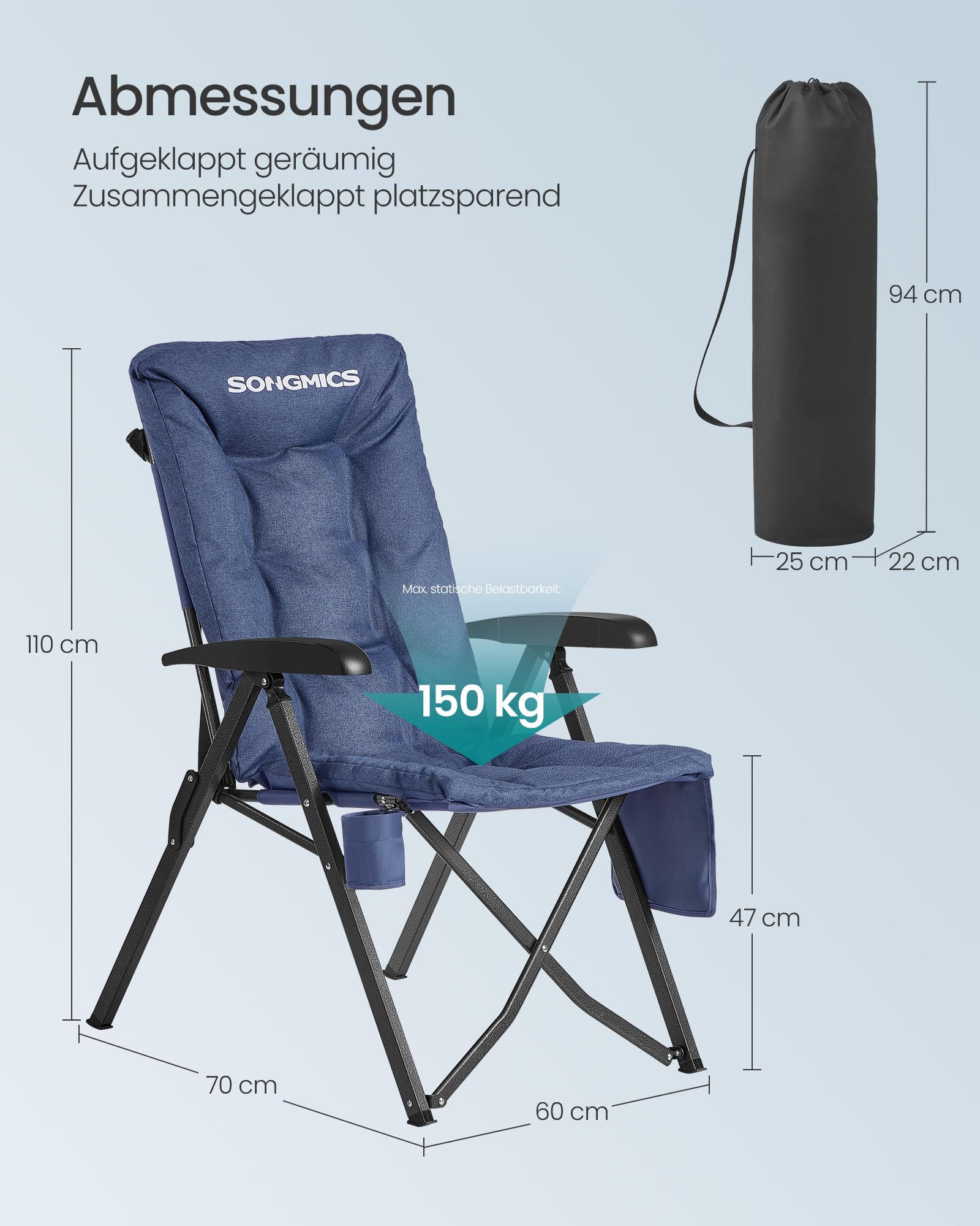 songmics-gcb016qz01-campingstuhl-verstellbar-blau-gepolstert image 3