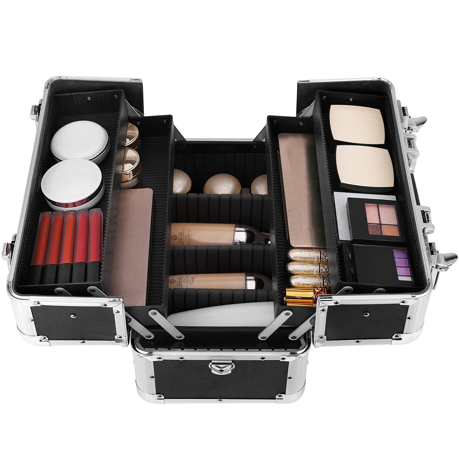 songmics-kosmetikkoffer-schminkkoffer-xxl-alu-36-5x21x25-7-cm-schwarz-jbc228 image 8