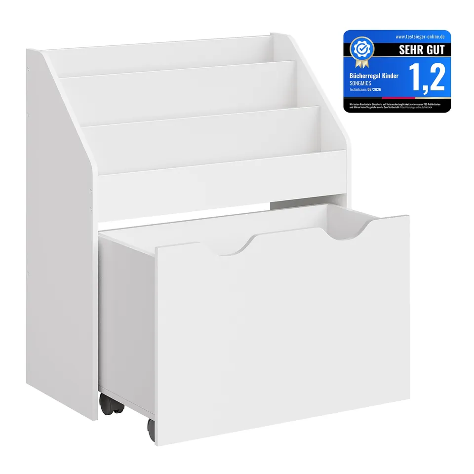 songmics-kinderregal-b-cherregal-mit-3-ebenen-und-rollbox-gkr041w10 image 1
