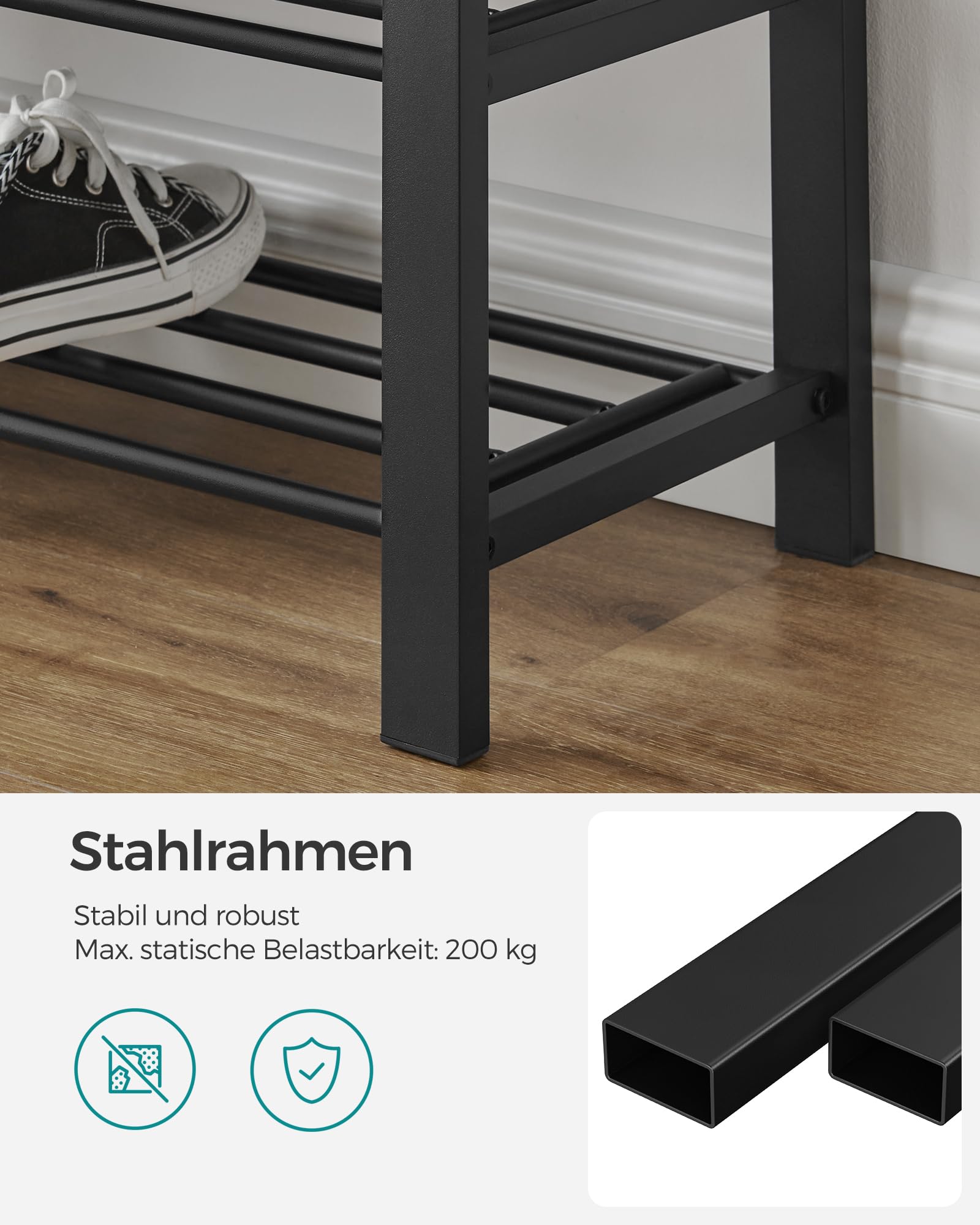 songmics-schuhbank-mit-sitzkissen-schuhregal-3-ebenen-metallrahmen image 4