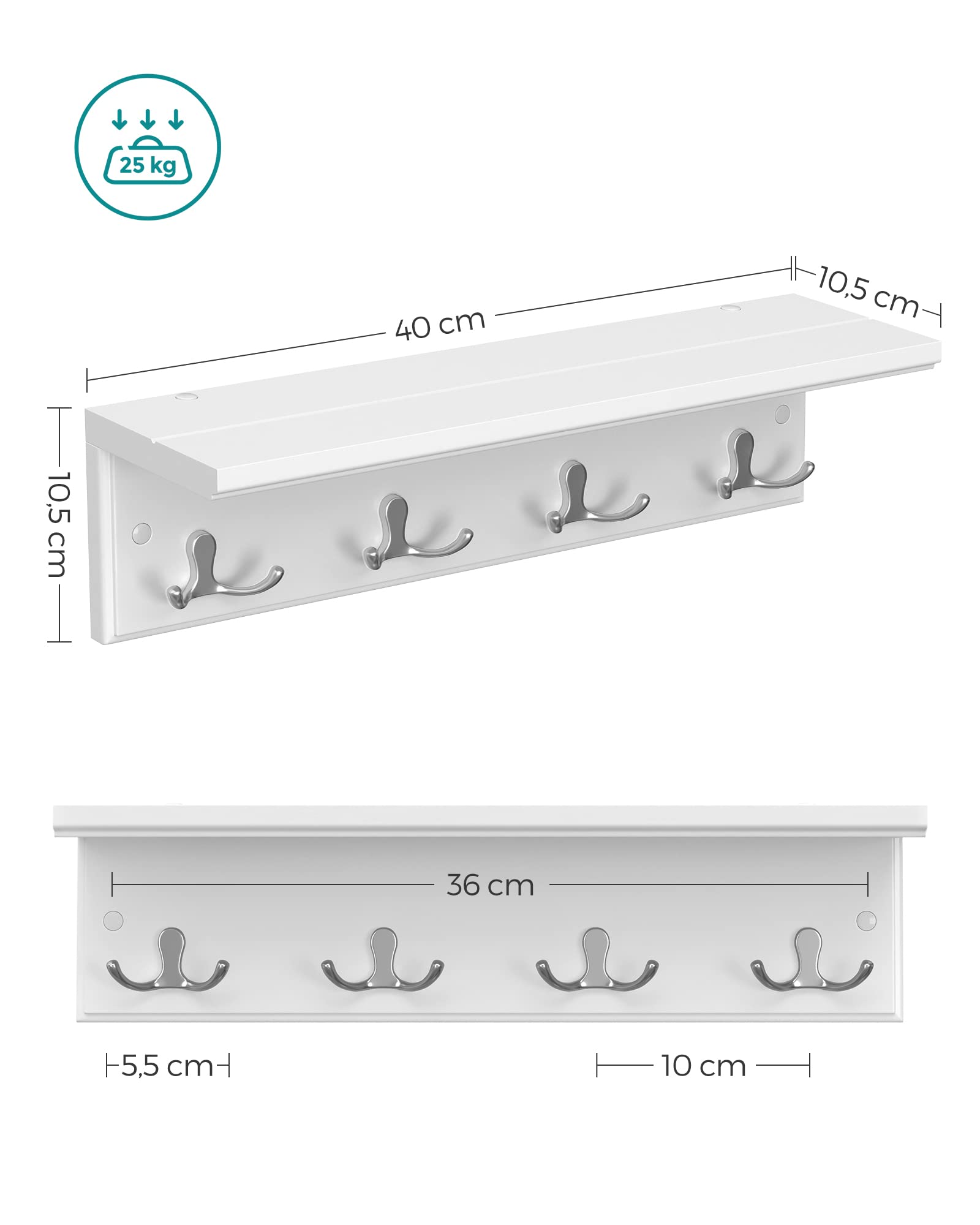 songmics-wandgarderobe-lhr42wt-garderobenleiste-wei-4-doppelhaken image 2
