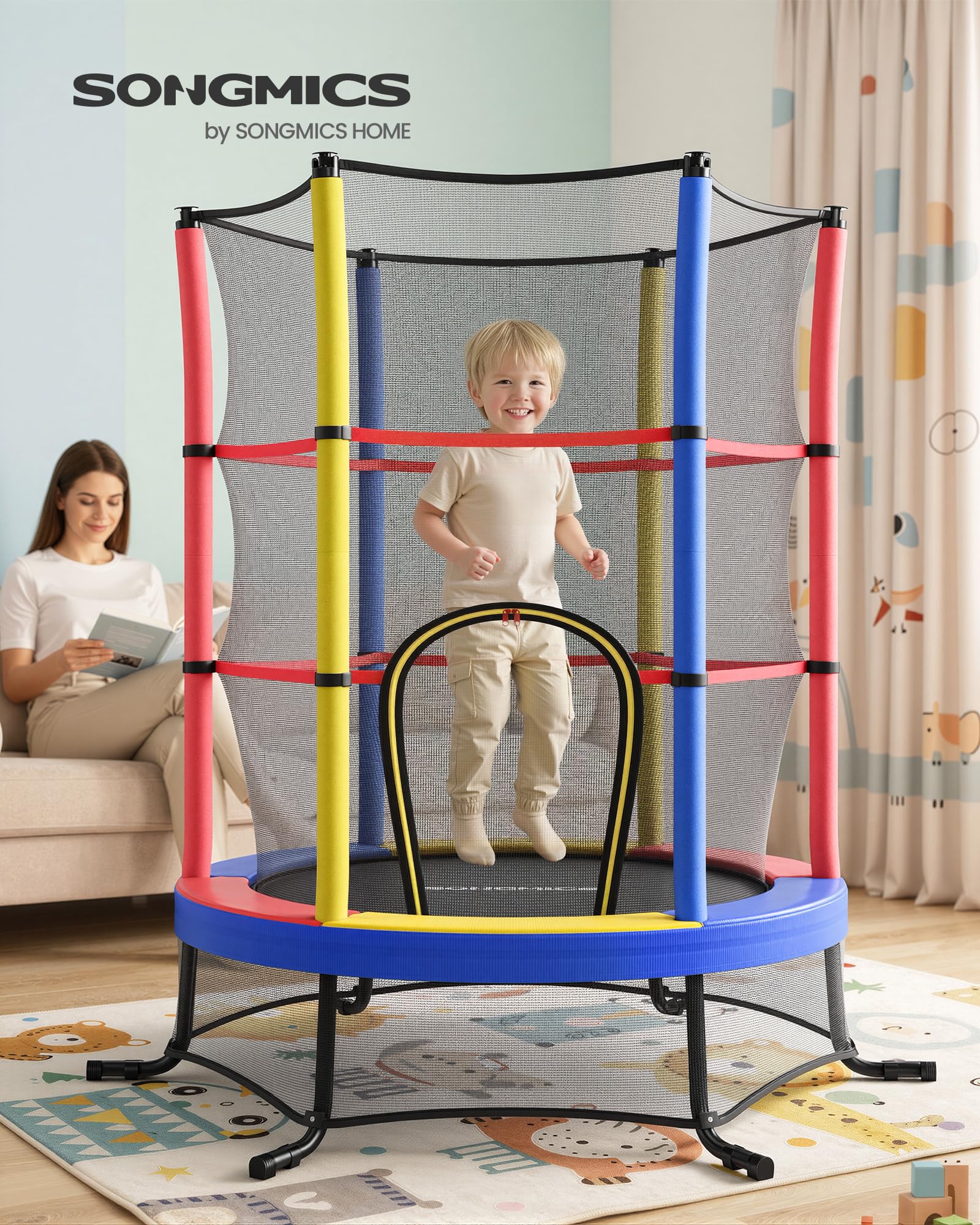 songmics-kindertrampolin-174-cm-mit-sicherheitsnetz-indoor-outdoor image 2