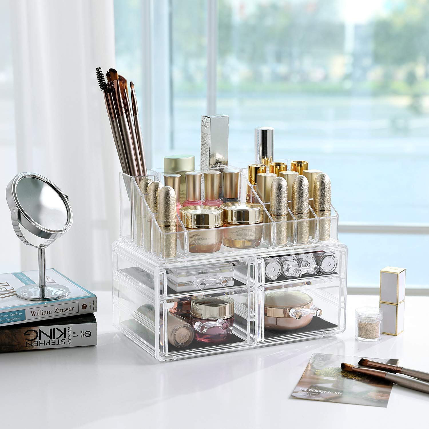 songmics-jka005tp-kosmetik-organizer-acryl-mit-4-schubladen-transparent image 2