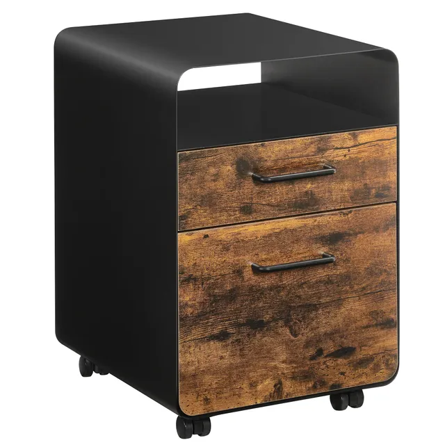 songmics-rollcontainer-ofc101b01-mit-schubladen-vintagebraun-schwarz image 1