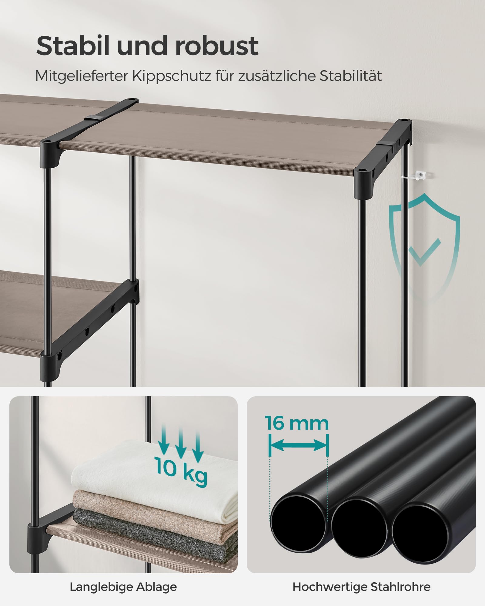 songmics-kleiderschrank-offen-182-cm-garderobe-metall-taupe-ryg037r02 image 5
