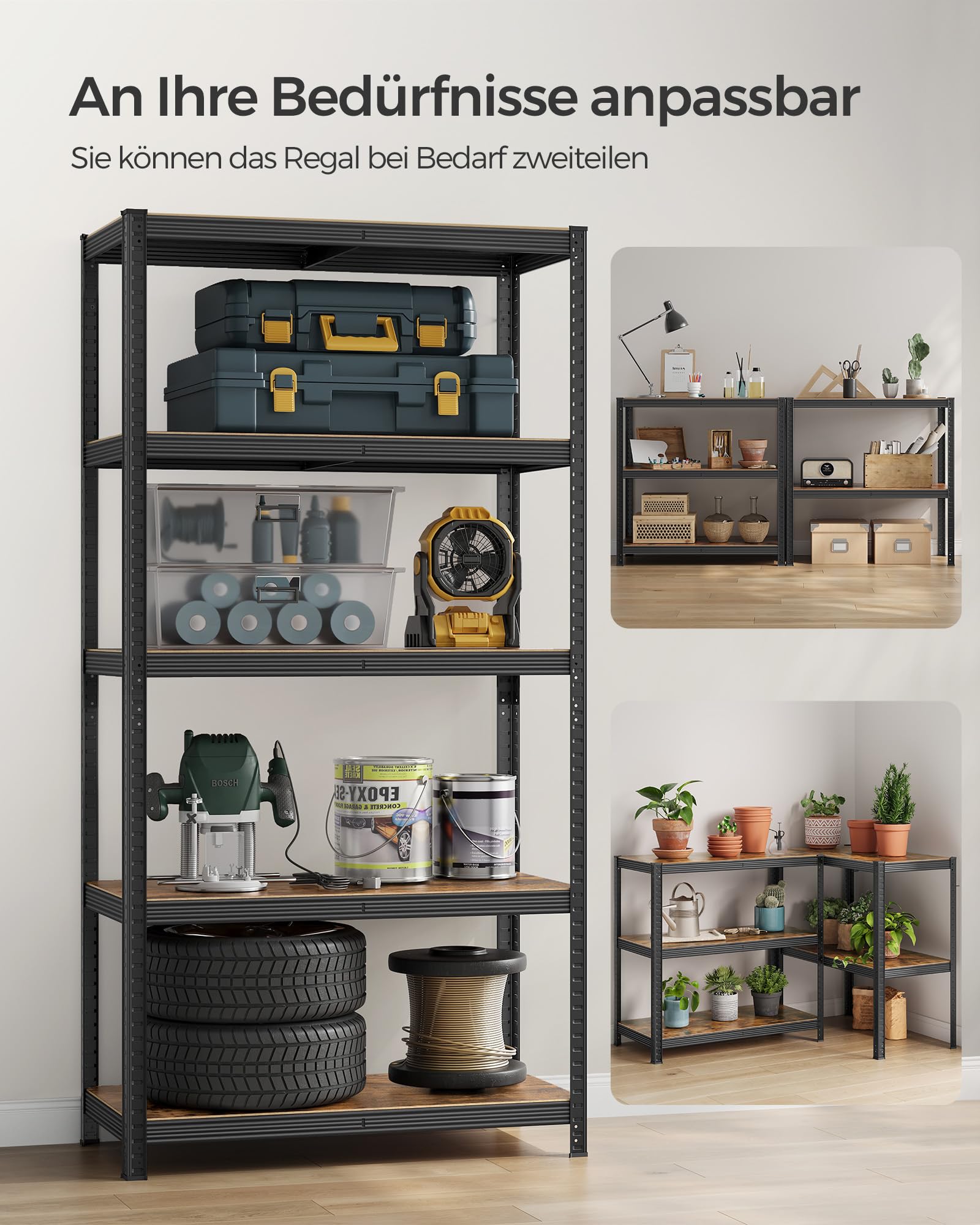 songmics-standregal-50-x-100-x-200-cm-vintagebraun-schwarz-glr050b11 image 8