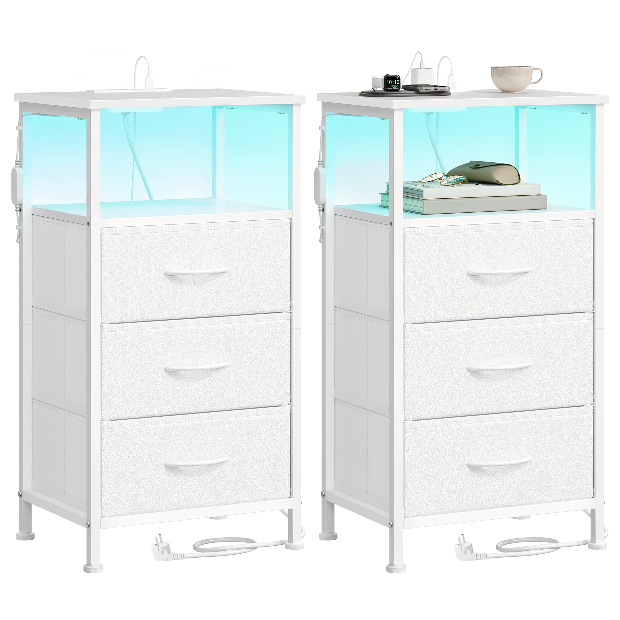 songmics-nachttisch-mit-steckdose-und-led-vintagebraun-schwarz image 5