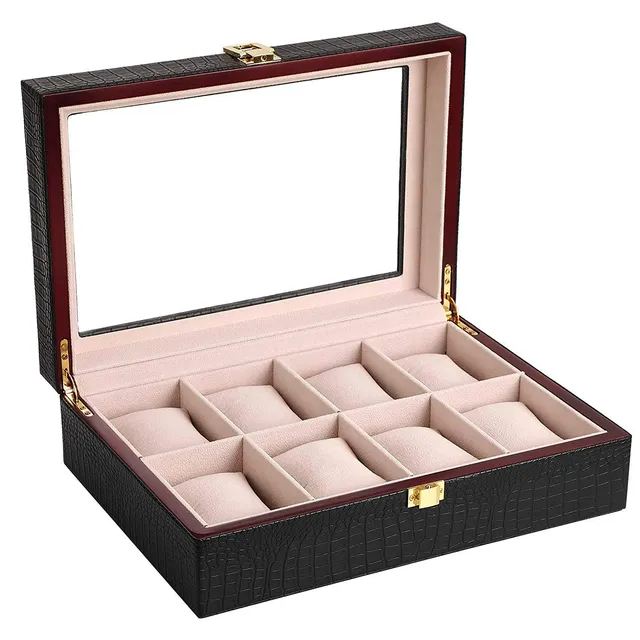 songmics-uhrenbox-jwb08b-schwarz-glasdeckel-uhrenkoffer-f-r-8-uhren image 1