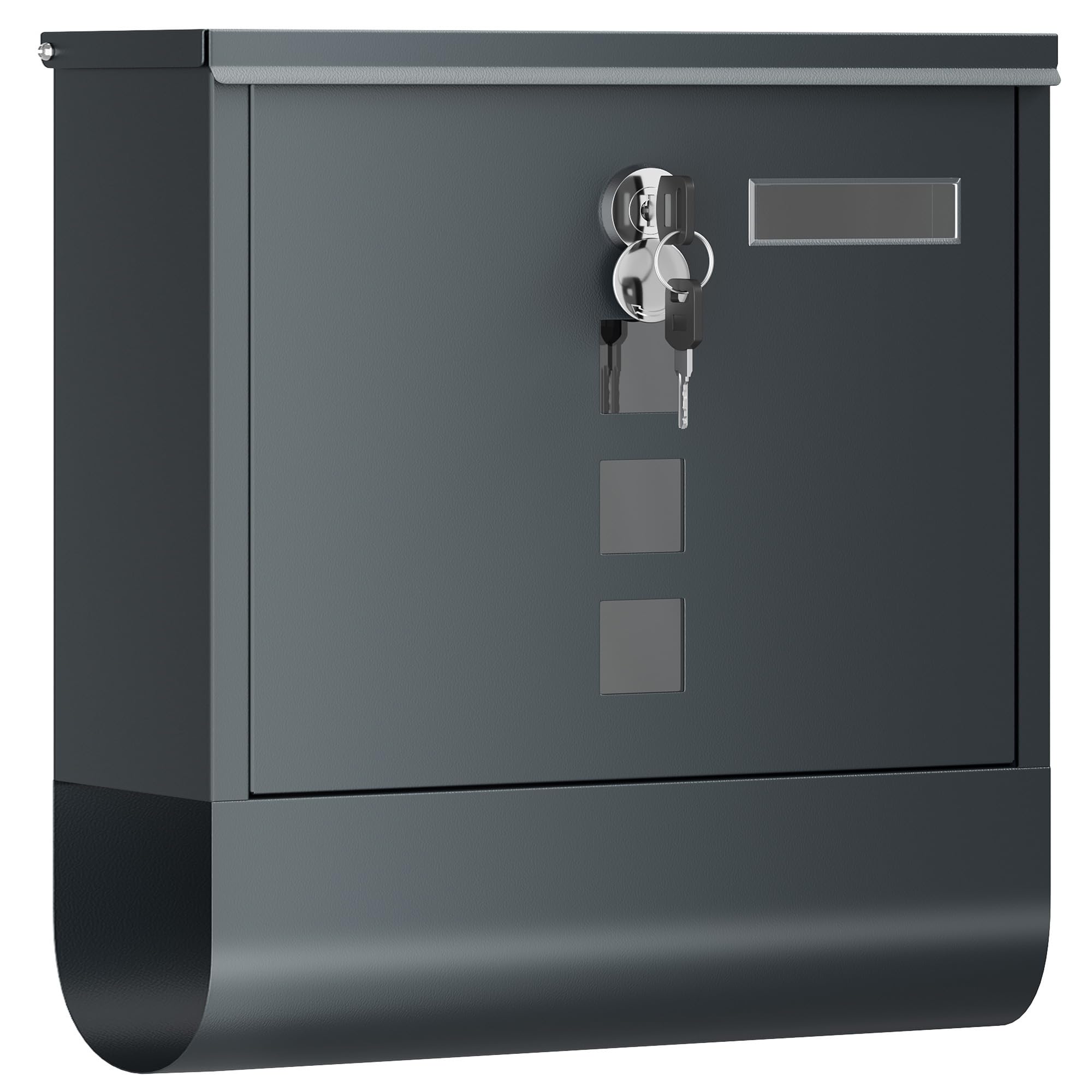 songmics-wandbriefkasten-gmb20ag-anthrazitgrau-30-8-x-33-8-cm-mit-schloss image 1