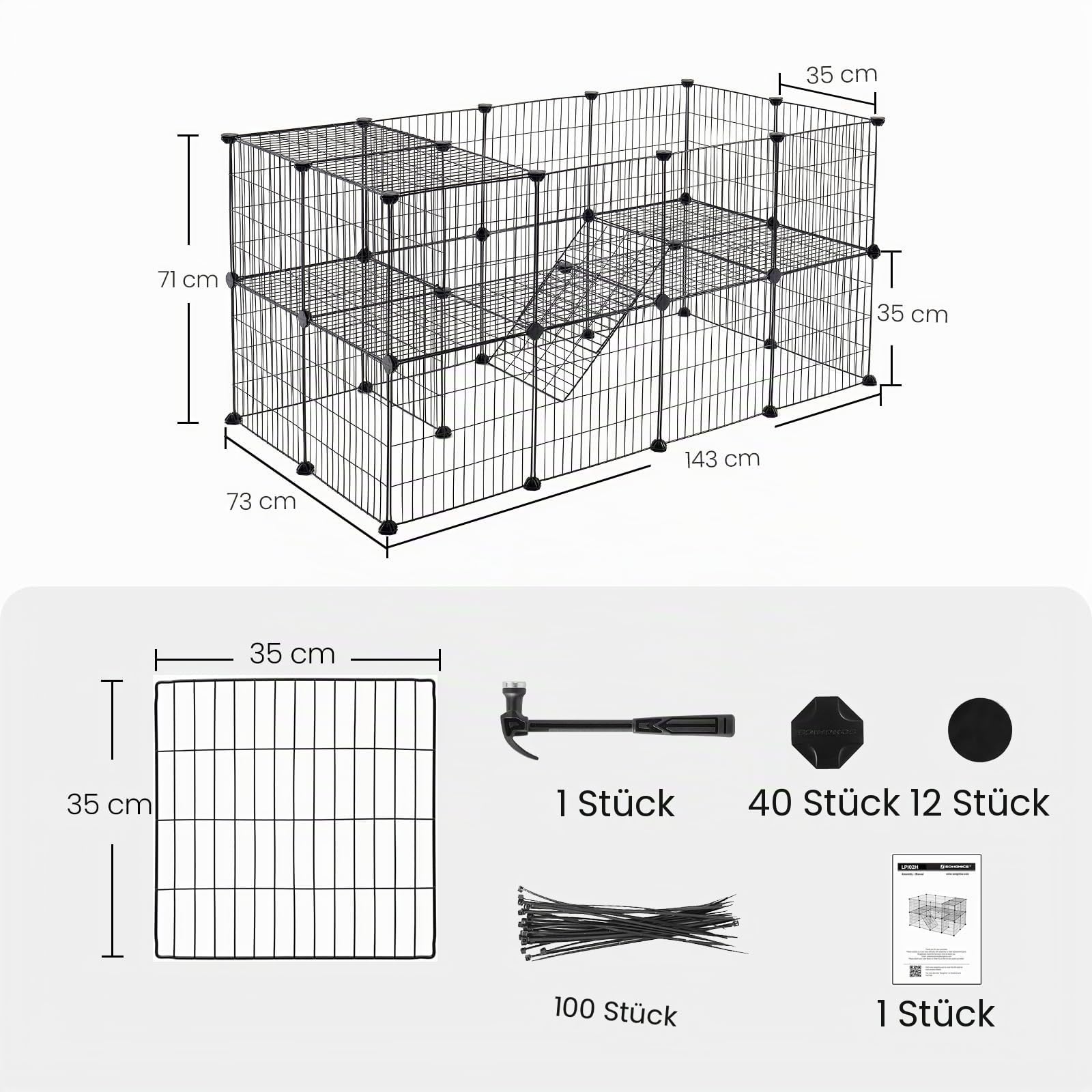songmics-lpi02h-kleintiergehege-modular-2-ebenen-143-x-73-x-71-cm-schwarz image 7