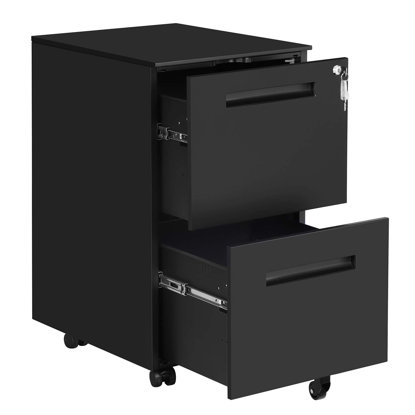 songmics-rollcontainer-ofc52bk-aktenschrank-2-schubladen-abschlie-bar-45-x-39-x- image 7