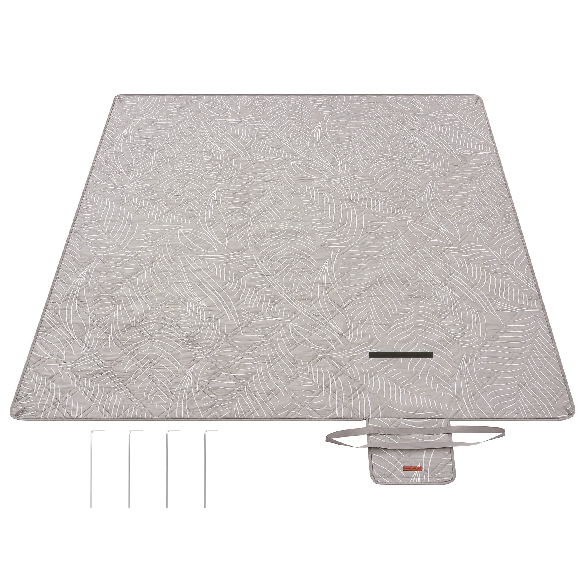 songmics-gcm010b02-picknickdecke-200-x-200-cm-wasserdicht-khaki-farn image 1