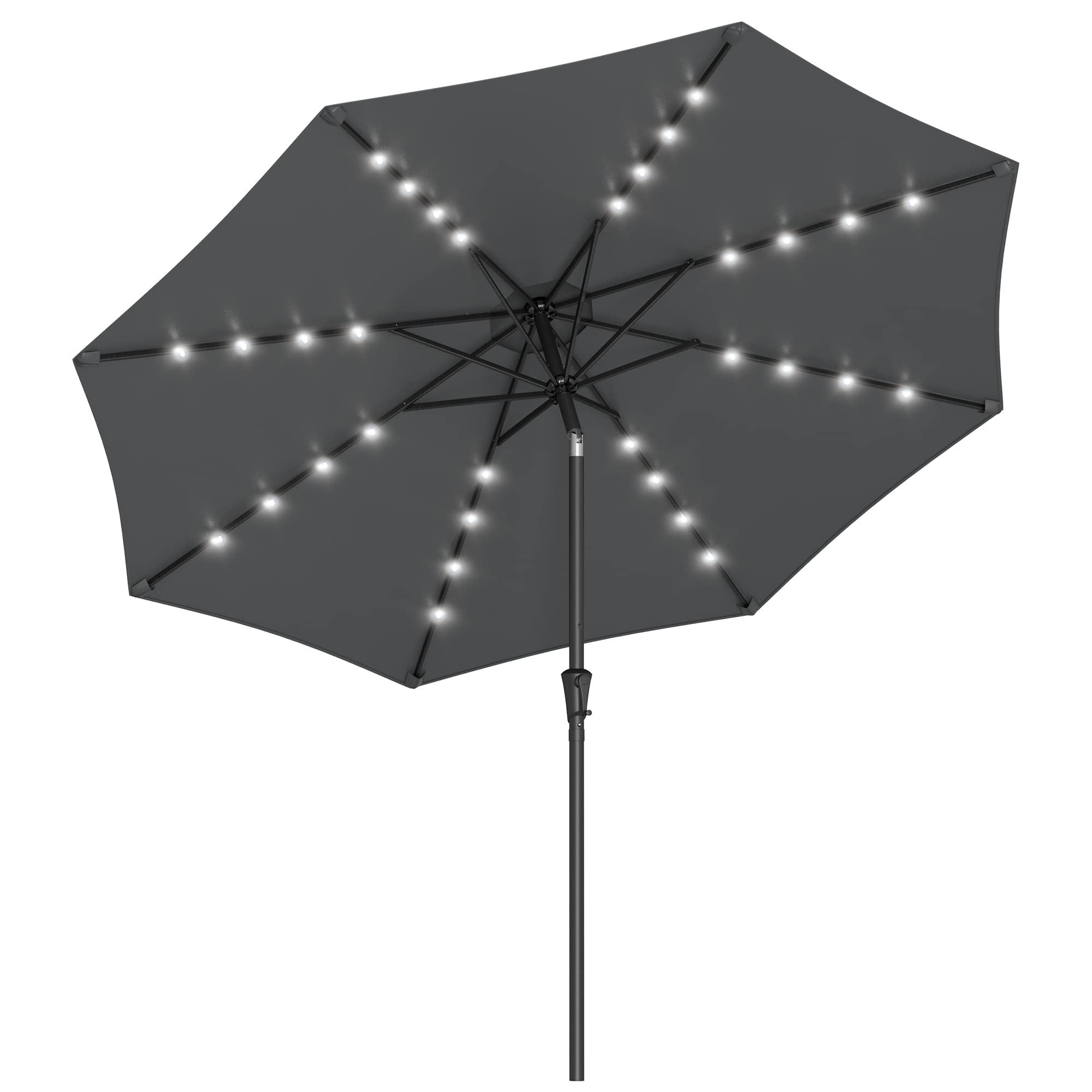 songmics-sonnenschirm-gpu33gy-300-cm-mit-led-solar-grau image 1