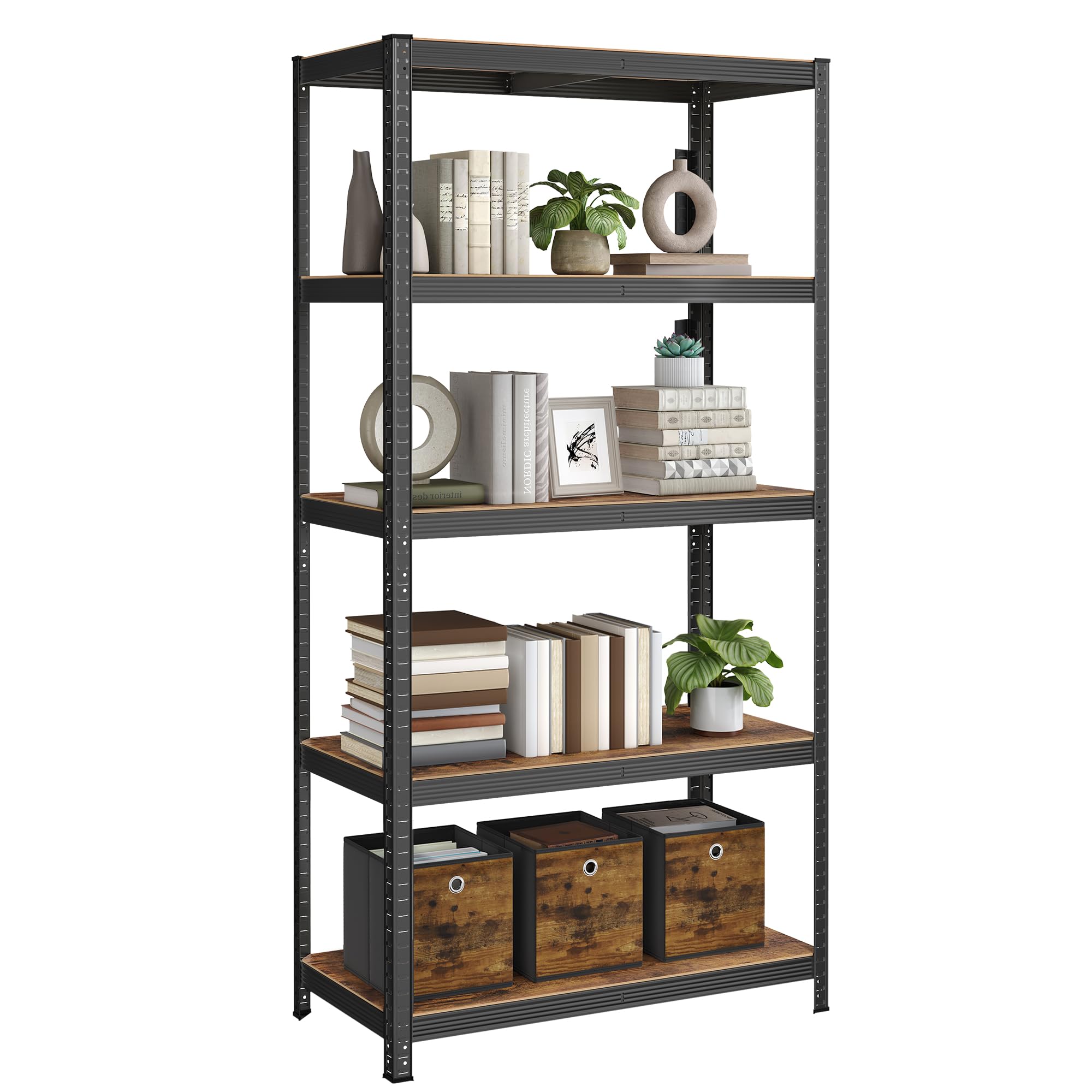 songmics-standregal-50-x-100-x-200-cm-vintagebraun-schwarz-glr050b11 image 1