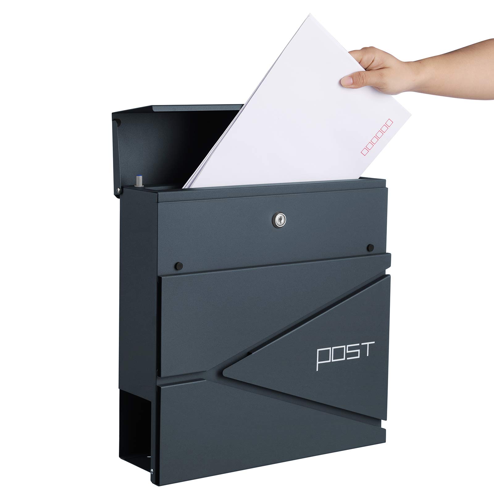 songmics-xxl-briefkasten-gmb051g02-wandbriefkasten-mit-zeitungsfach-anthrazit image 3
