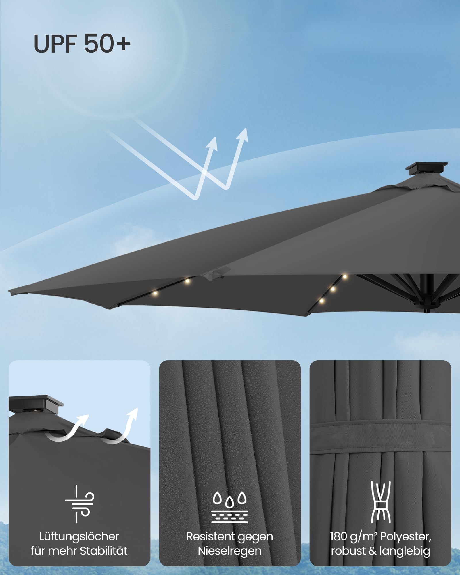 songmics-ampelschirm-300-cm-mit-28-solar-led-upf-50-grau image 5