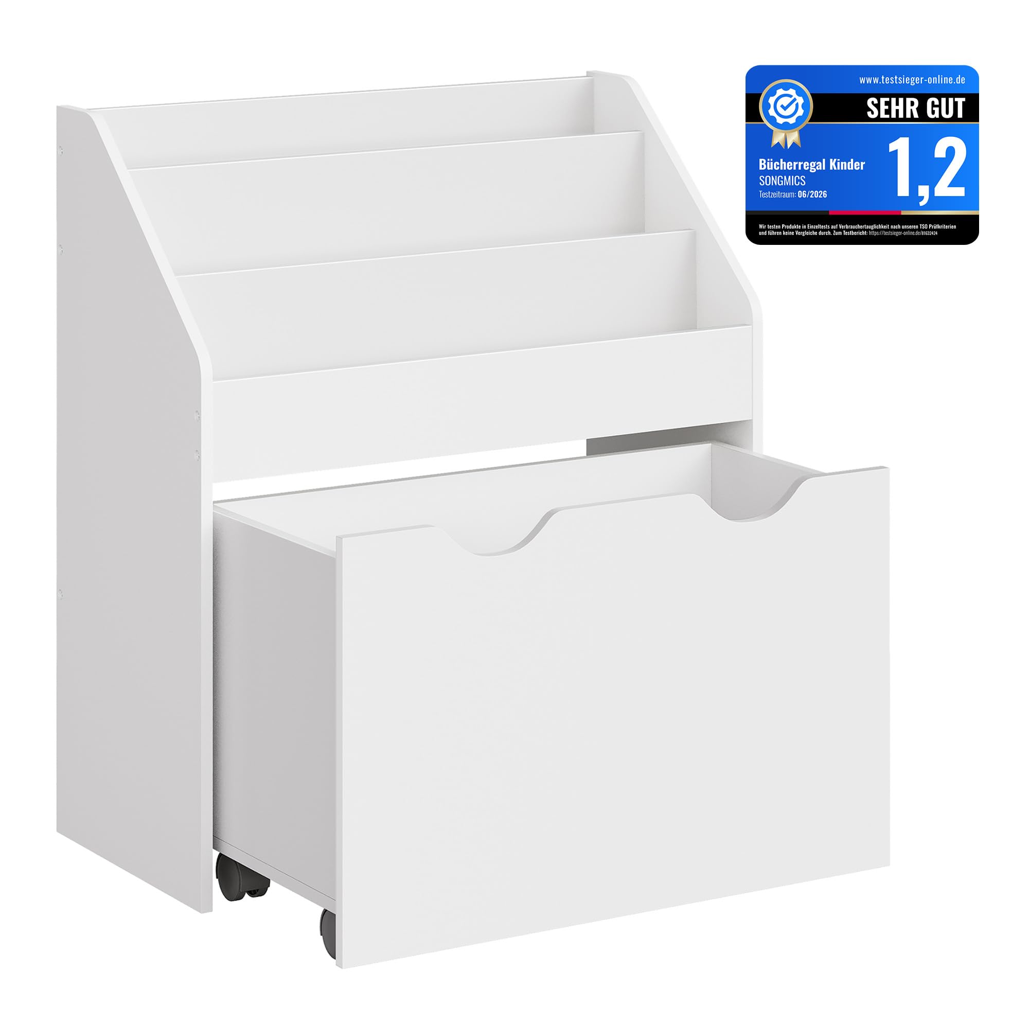 songmics-kinderregal-b-cherregal-mit-3-ebenen-und-rollbox-gkr041w10 image 1
