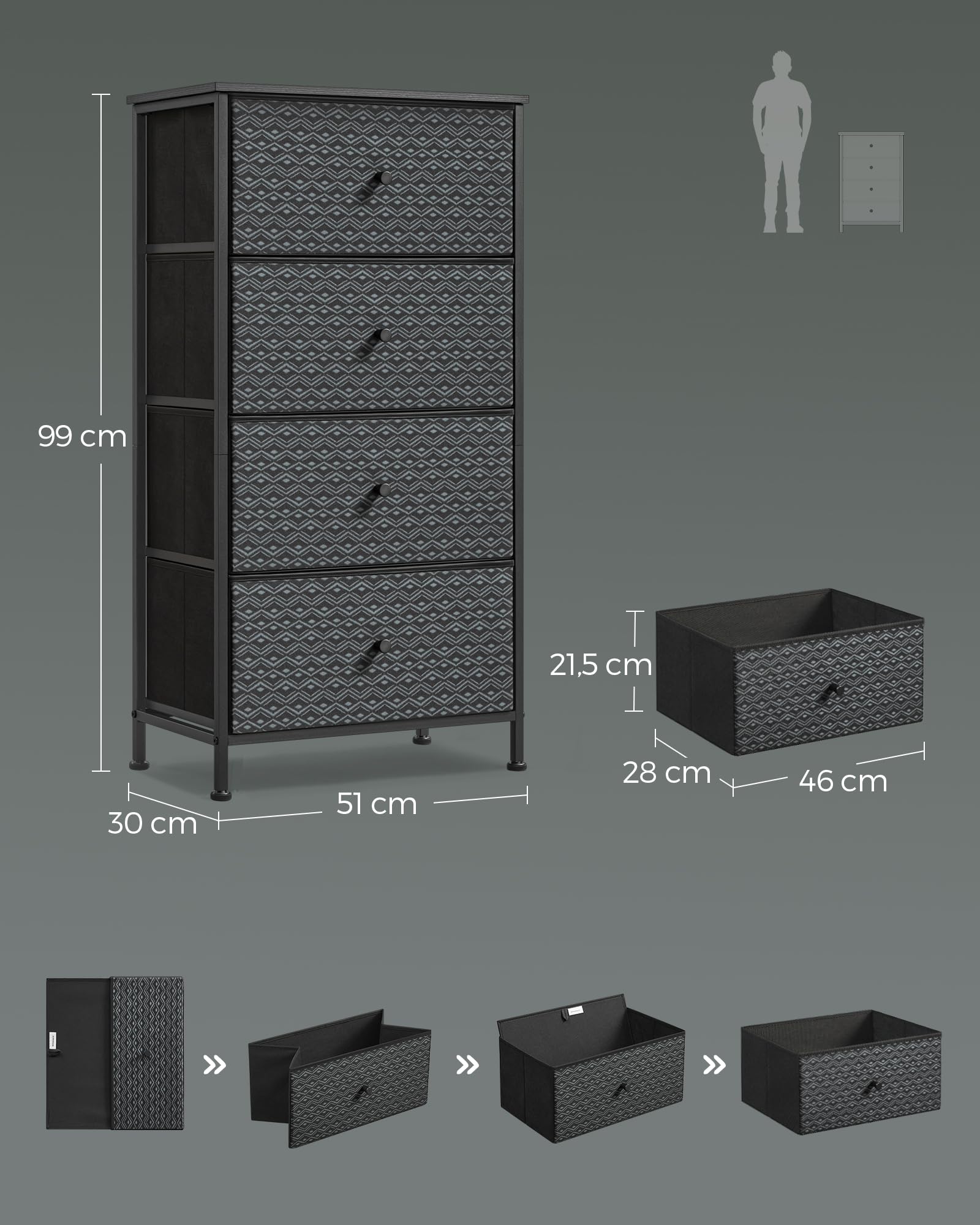 songmics-kommode-lts114b01-mit-4-stoffschubladen-99-cm-ebenholzschwarz-tintensch image 2