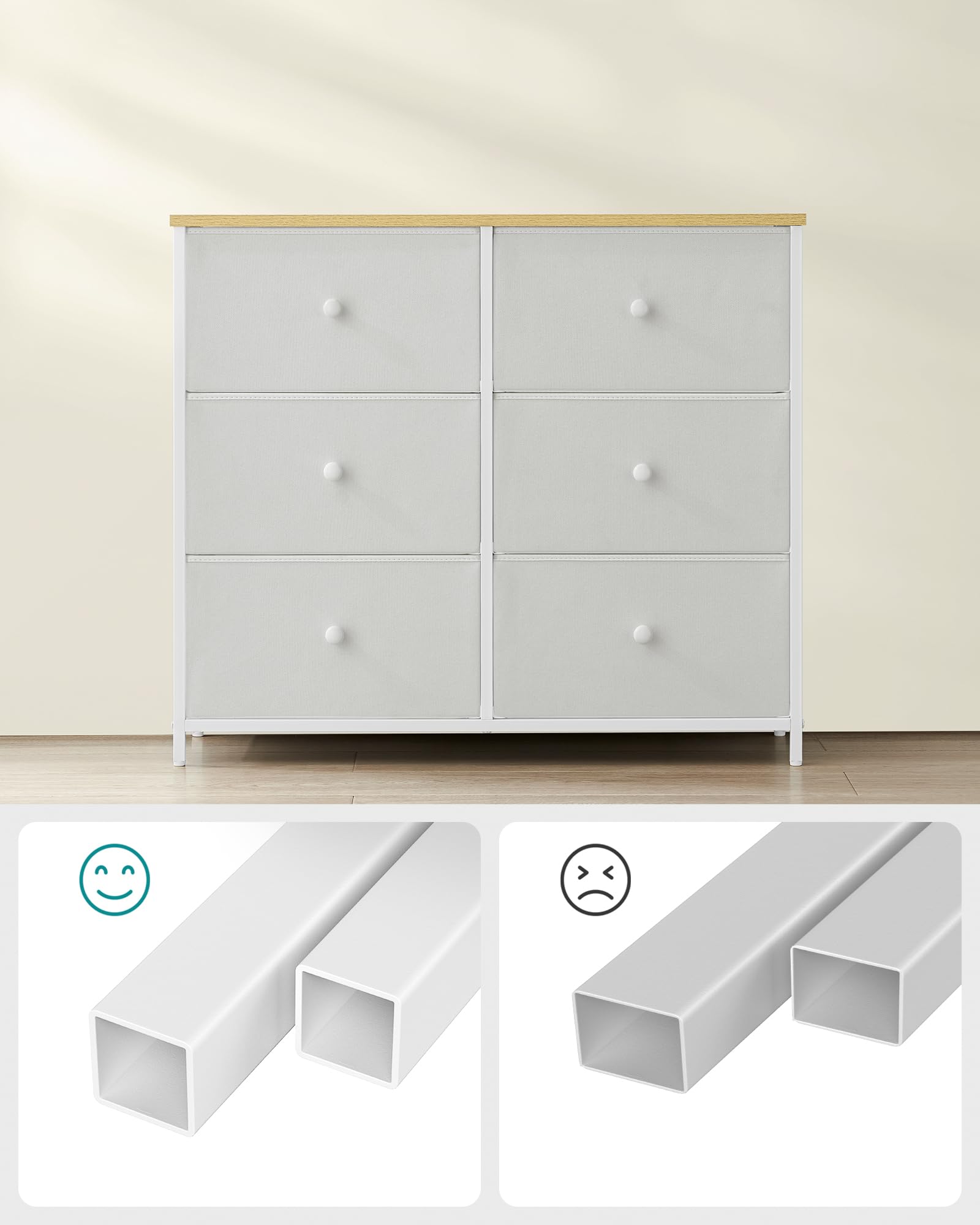 songmics-kommode-lts323w57-6-stoffschubladen-cremewei-eichenfarben image 5